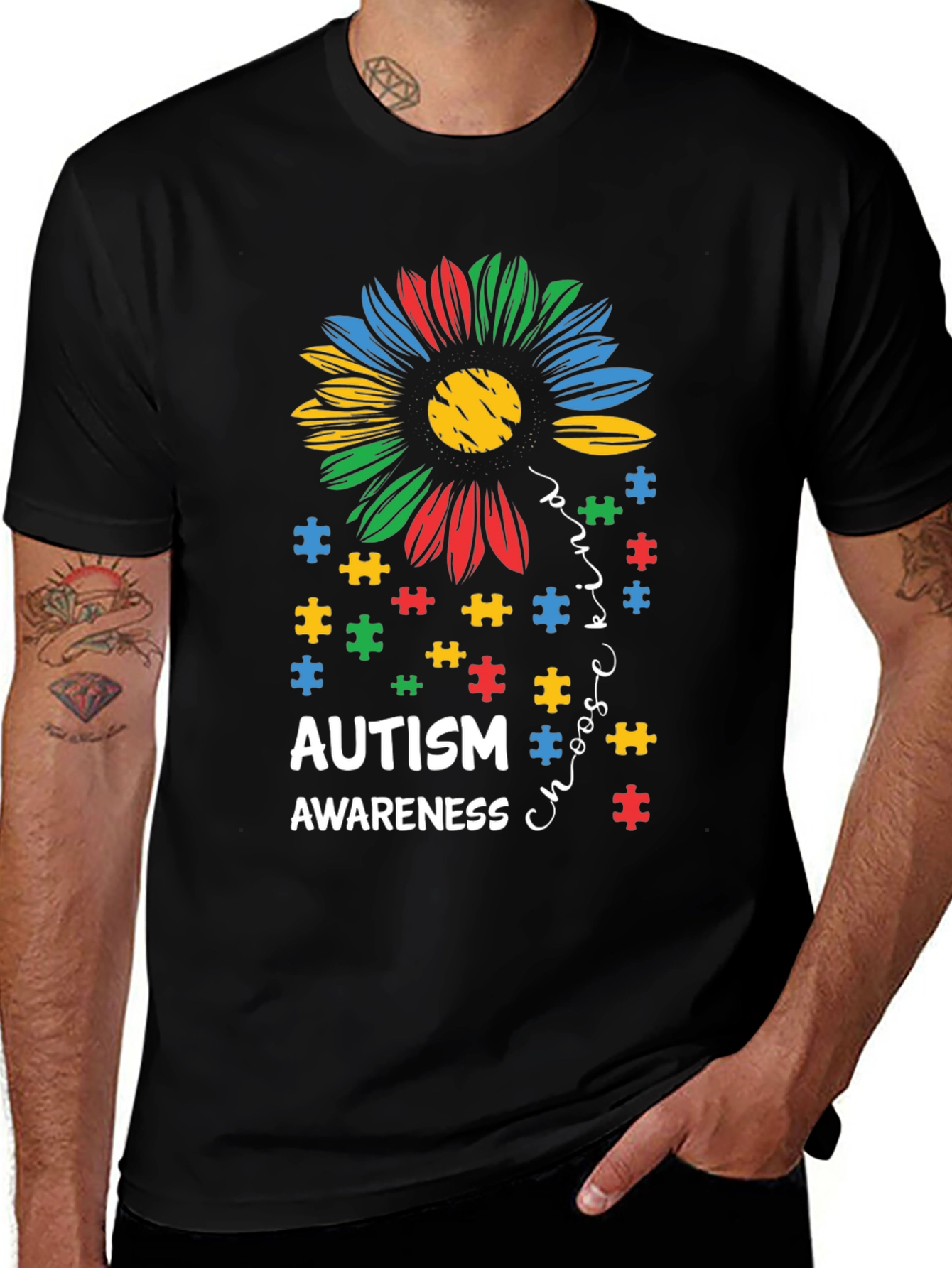 Autism Awareness Puzzle Flower T-Shirt