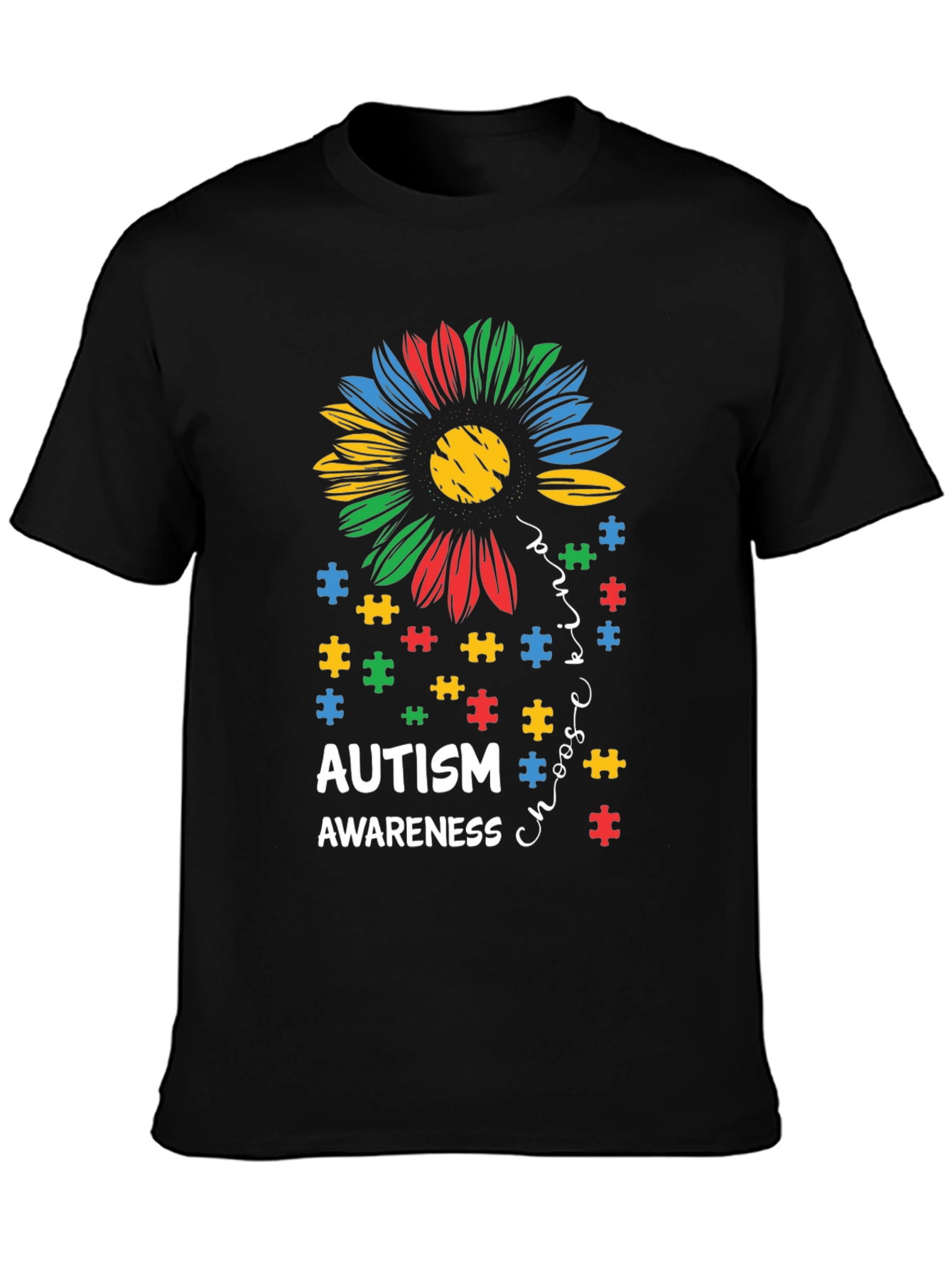 Autism Awareness Puzzle Flower T-Shirt