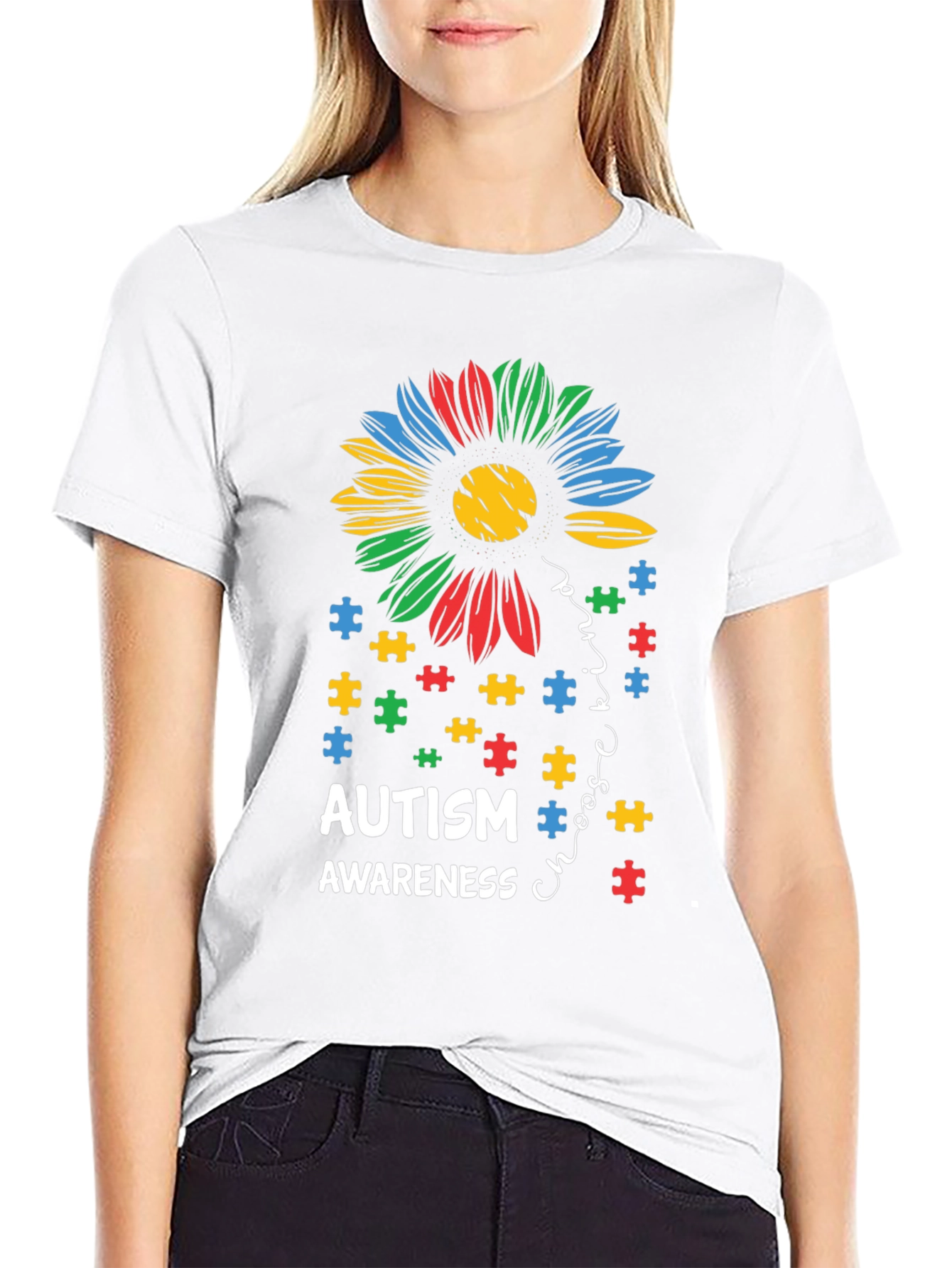 Autism Awareness Puzzle Flower T-Shirt