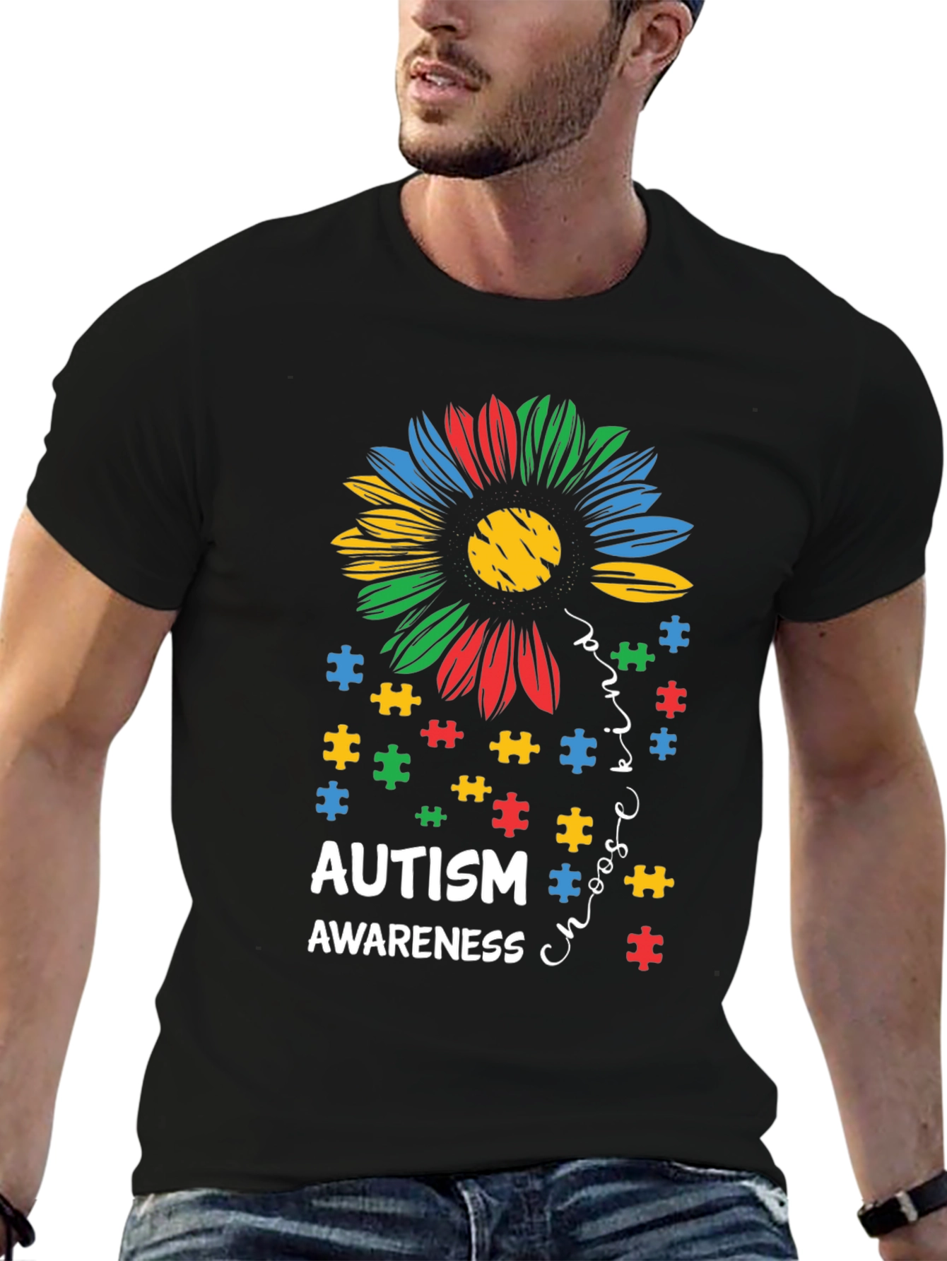 Autism Awareness Puzzle Flower T-Shirt