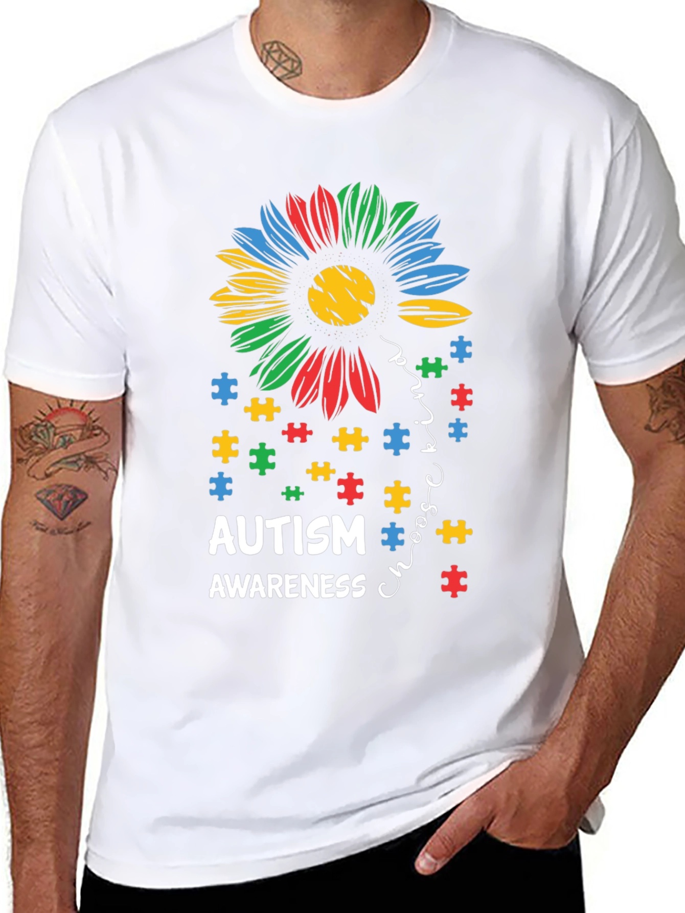 Autism Awareness Puzzle Flower T-Shirt