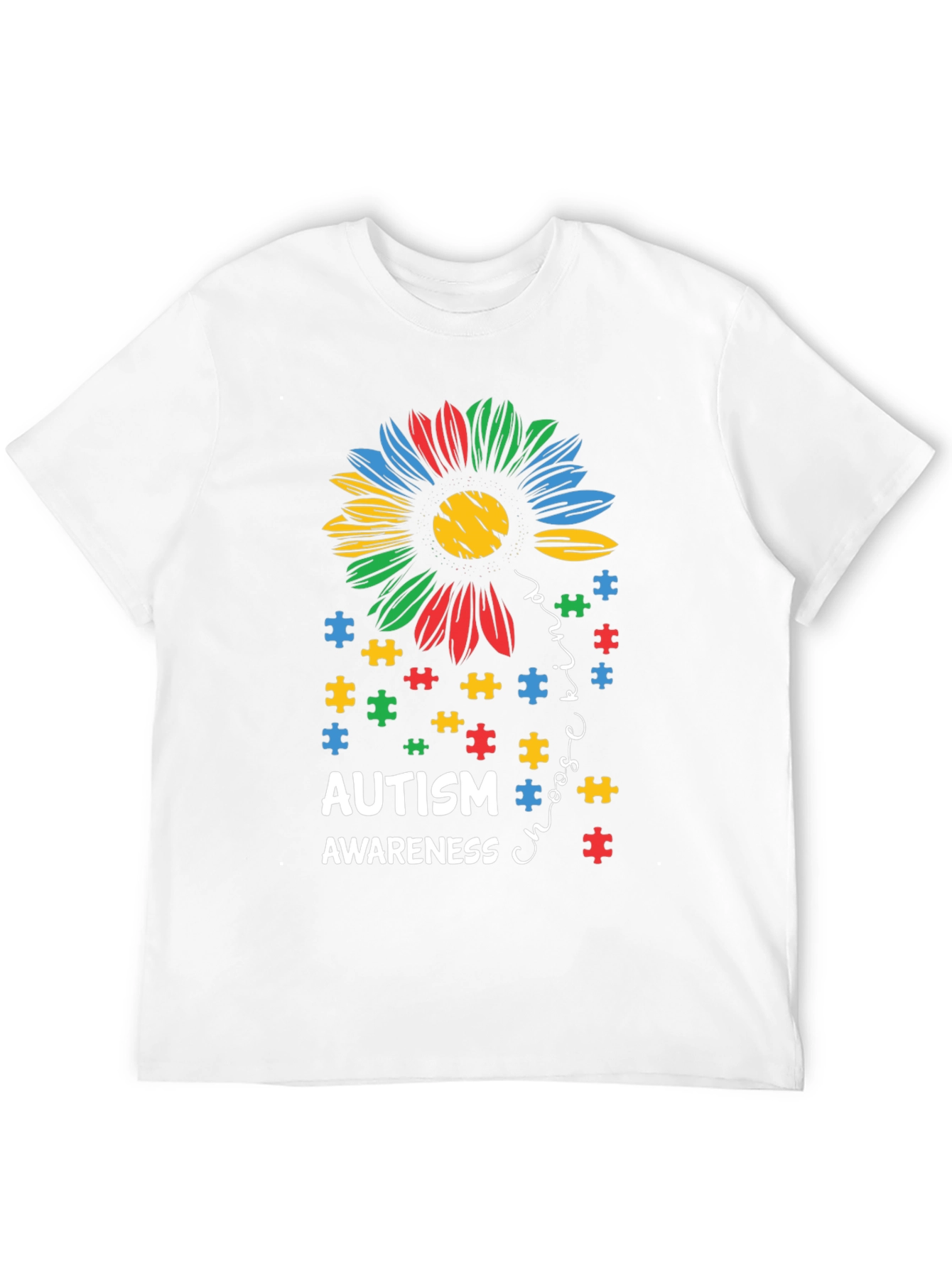 Autism Awareness Puzzle Flower T-Shirt