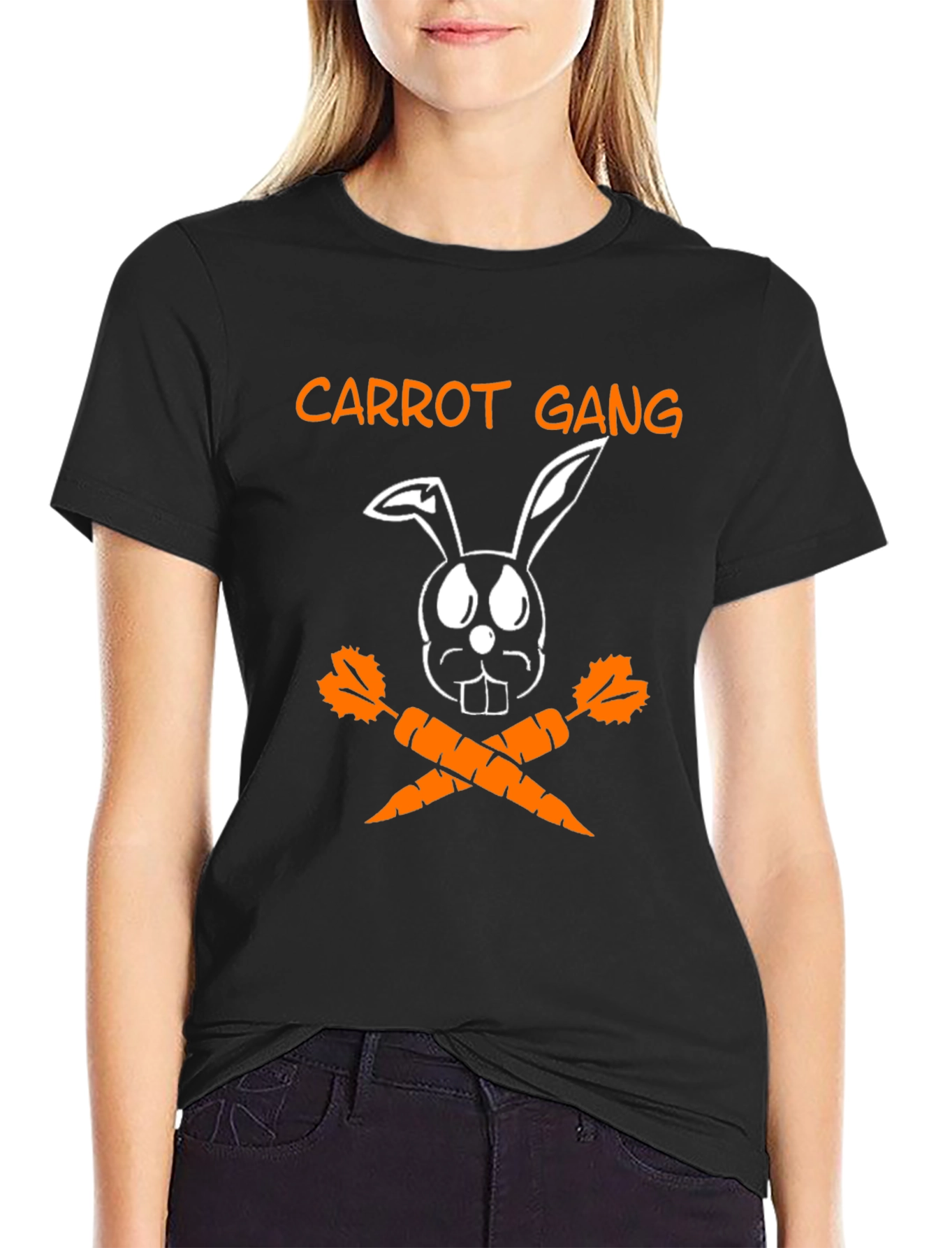 Carrot Gang Bunny T-Shirt - Black Cotton Tee