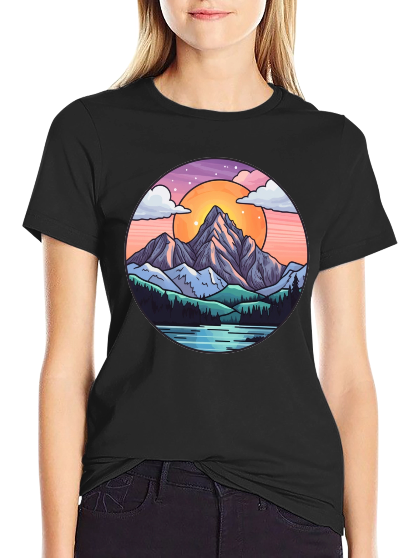 Mountain Sunset Graphic Tee - Nature Lover Shirt