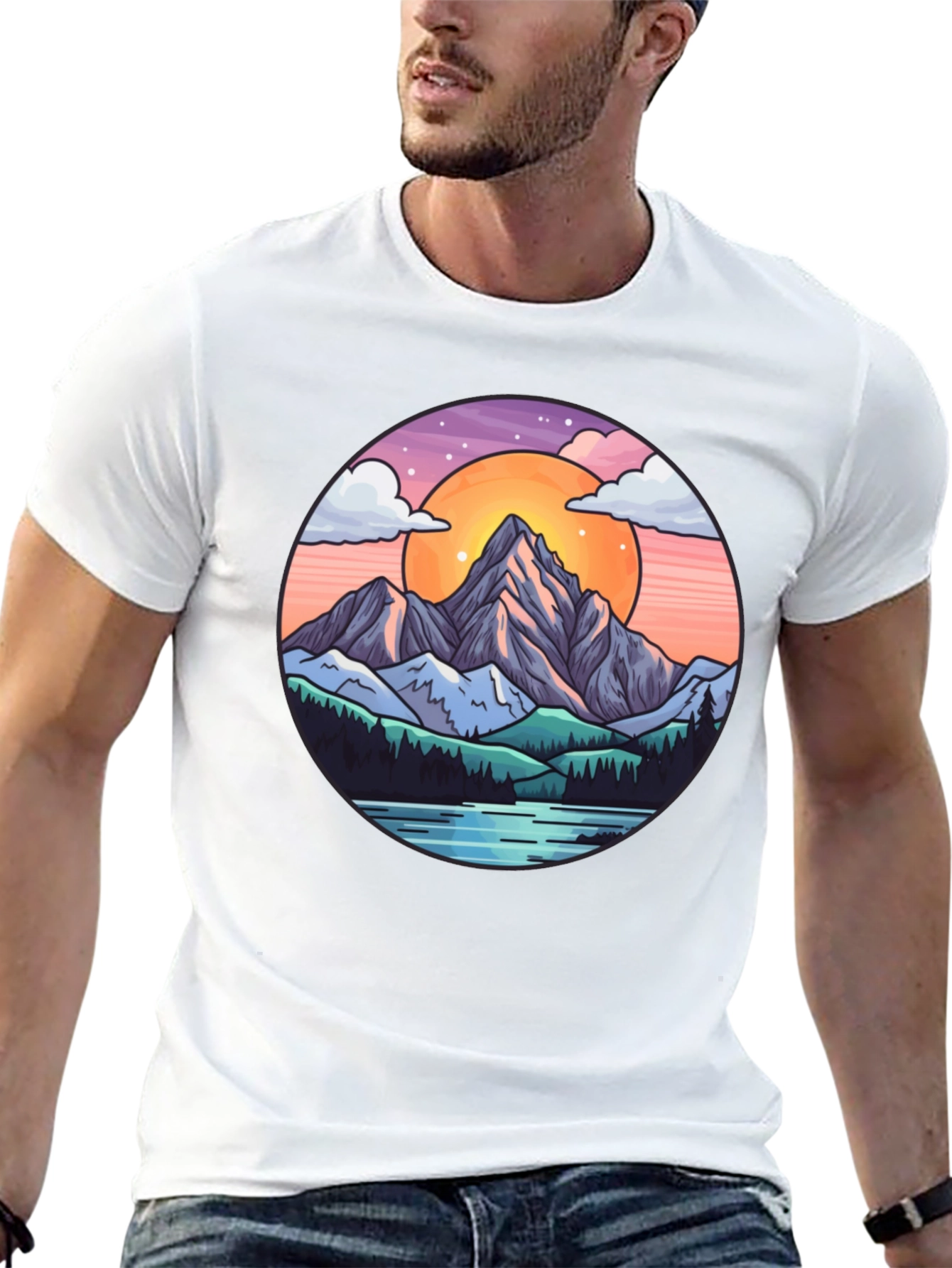 Mountain Sunset Graphic Tee - Nature Lover Shirt