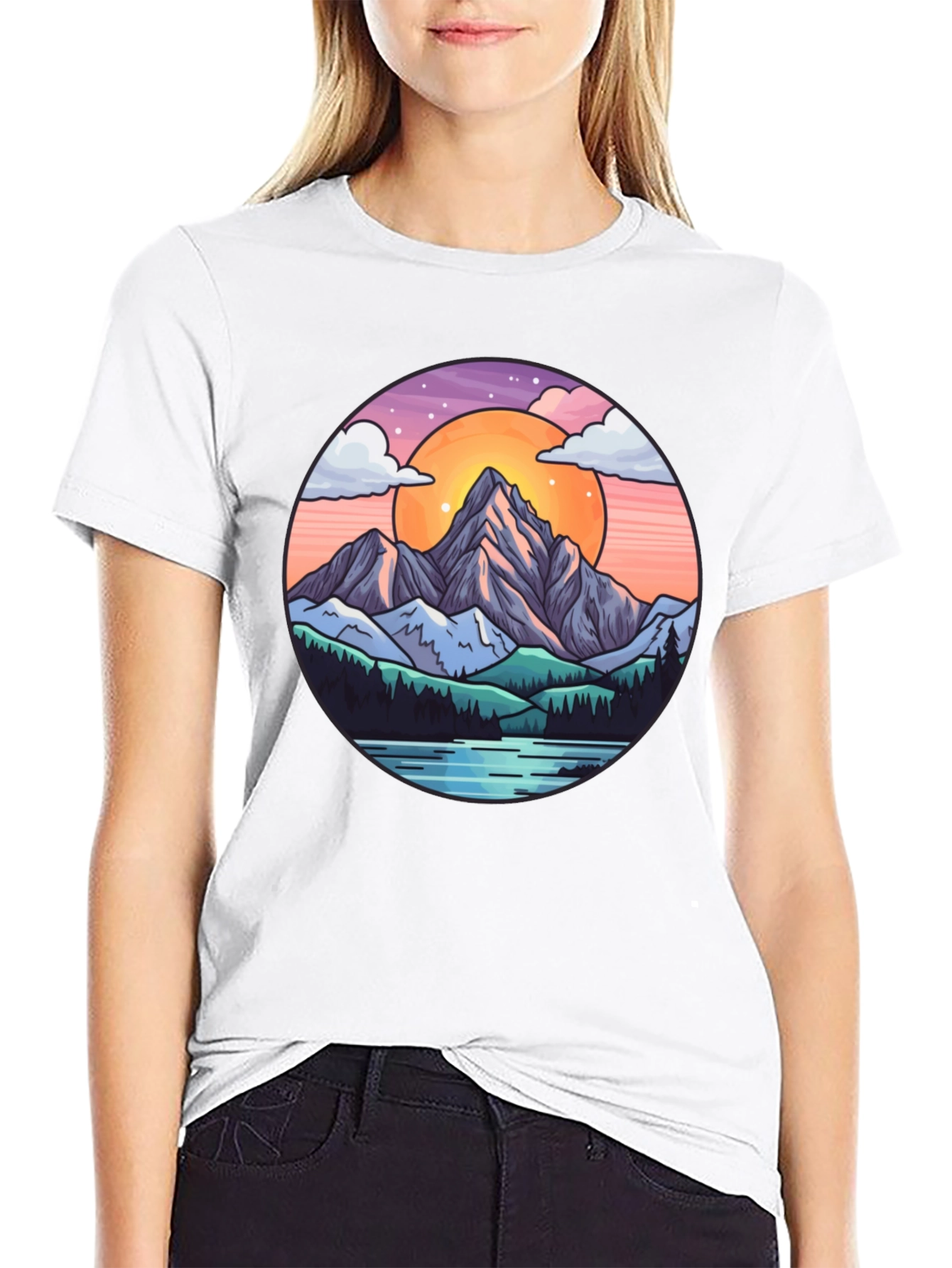 Mountain Sunset Graphic Tee - Nature Lover Shirt
