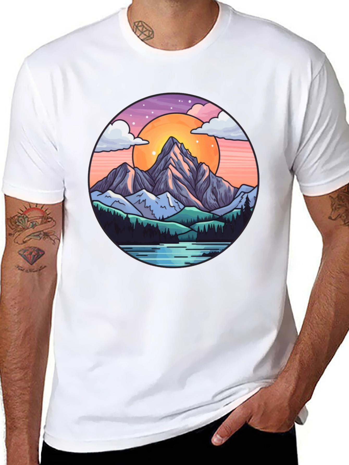 Mountain Sunset Graphic Tee - Nature Lover Shirt