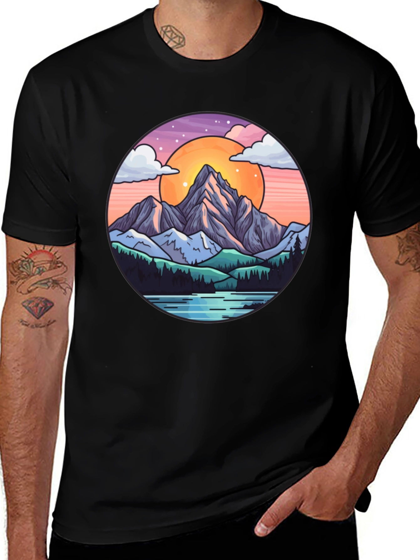 Mountain Sunset Graphic Tee - Nature Lover Shirt
