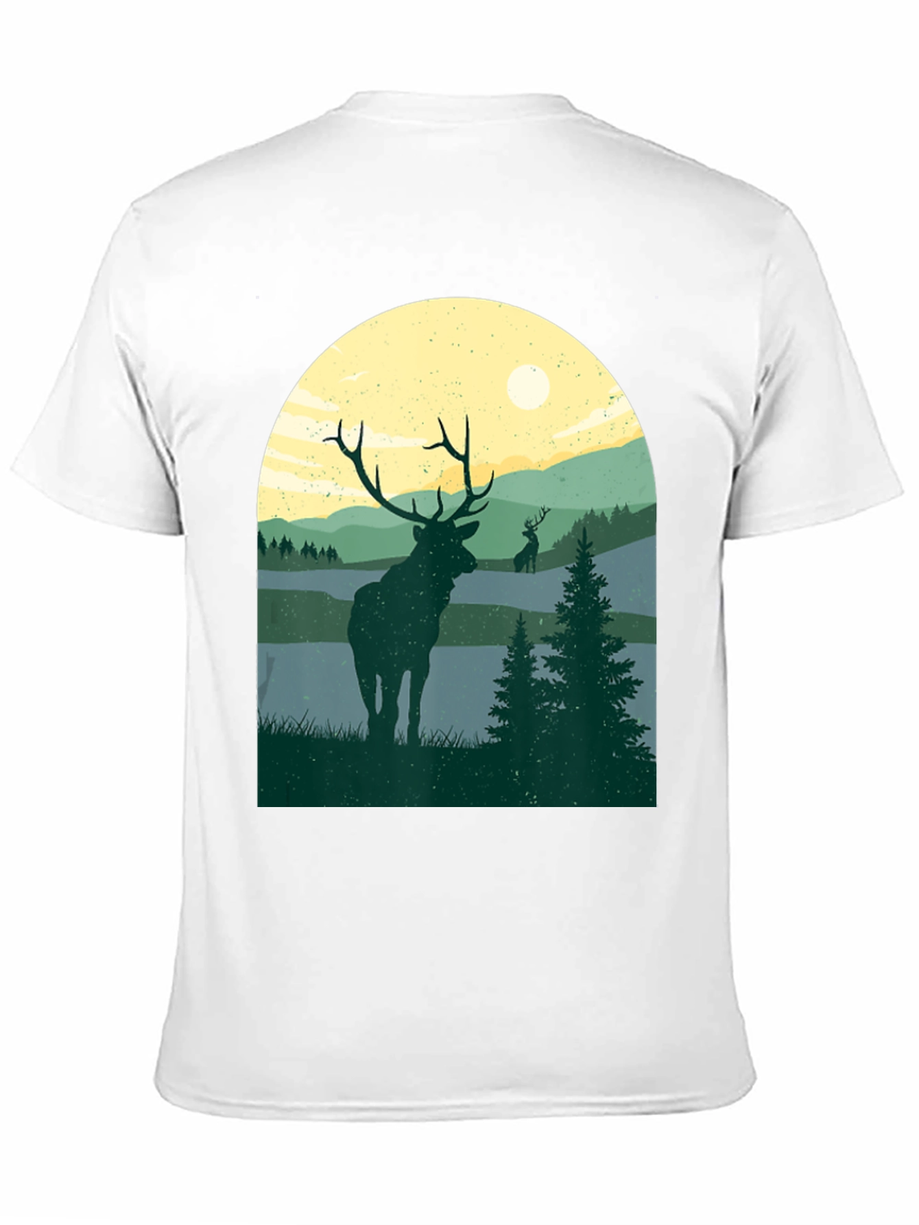 Nature Deer Graphic T-Shirt - Black