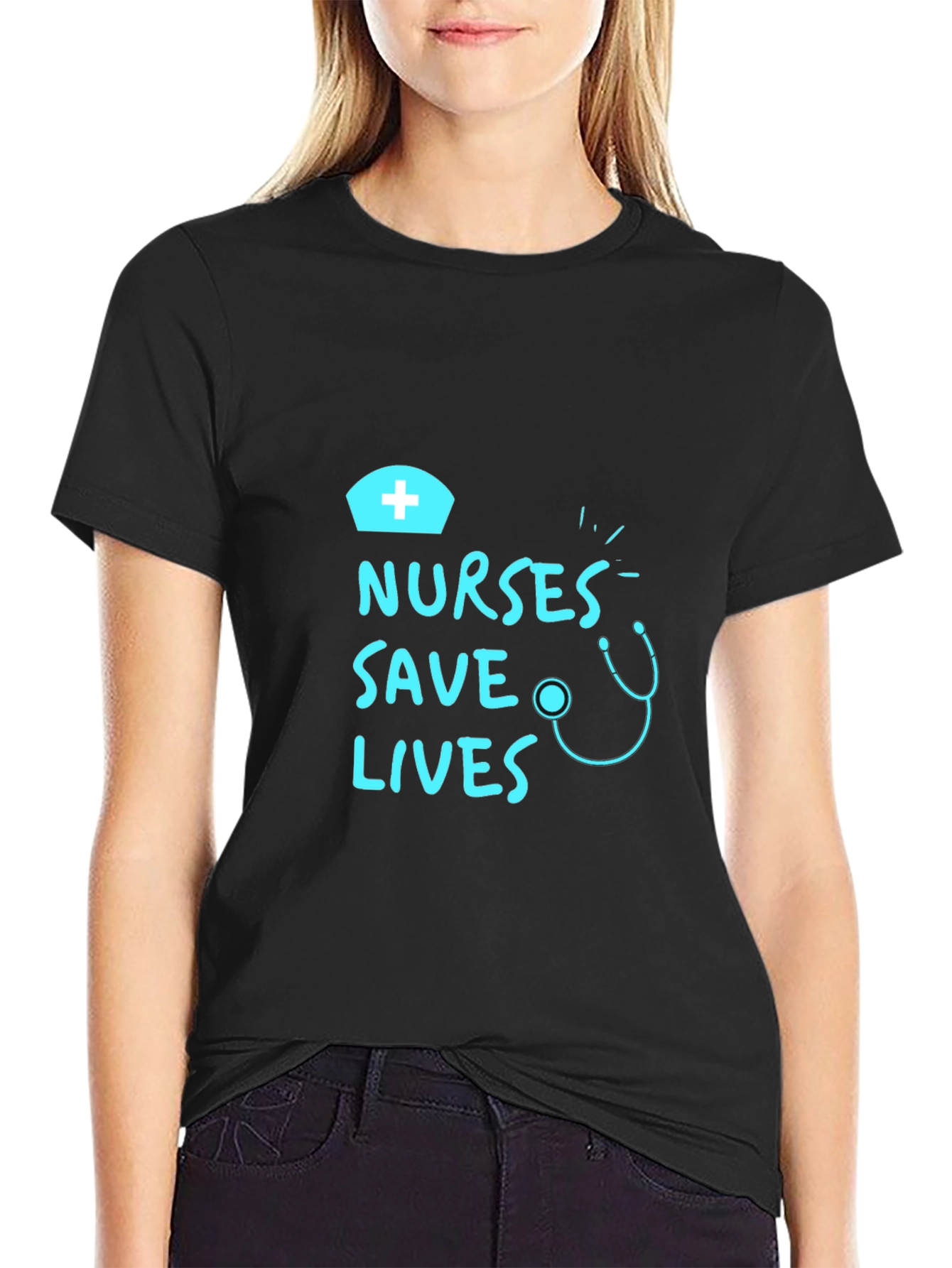 Nurses Save Lives Graphic Tee - Black Cotton T-Shirt