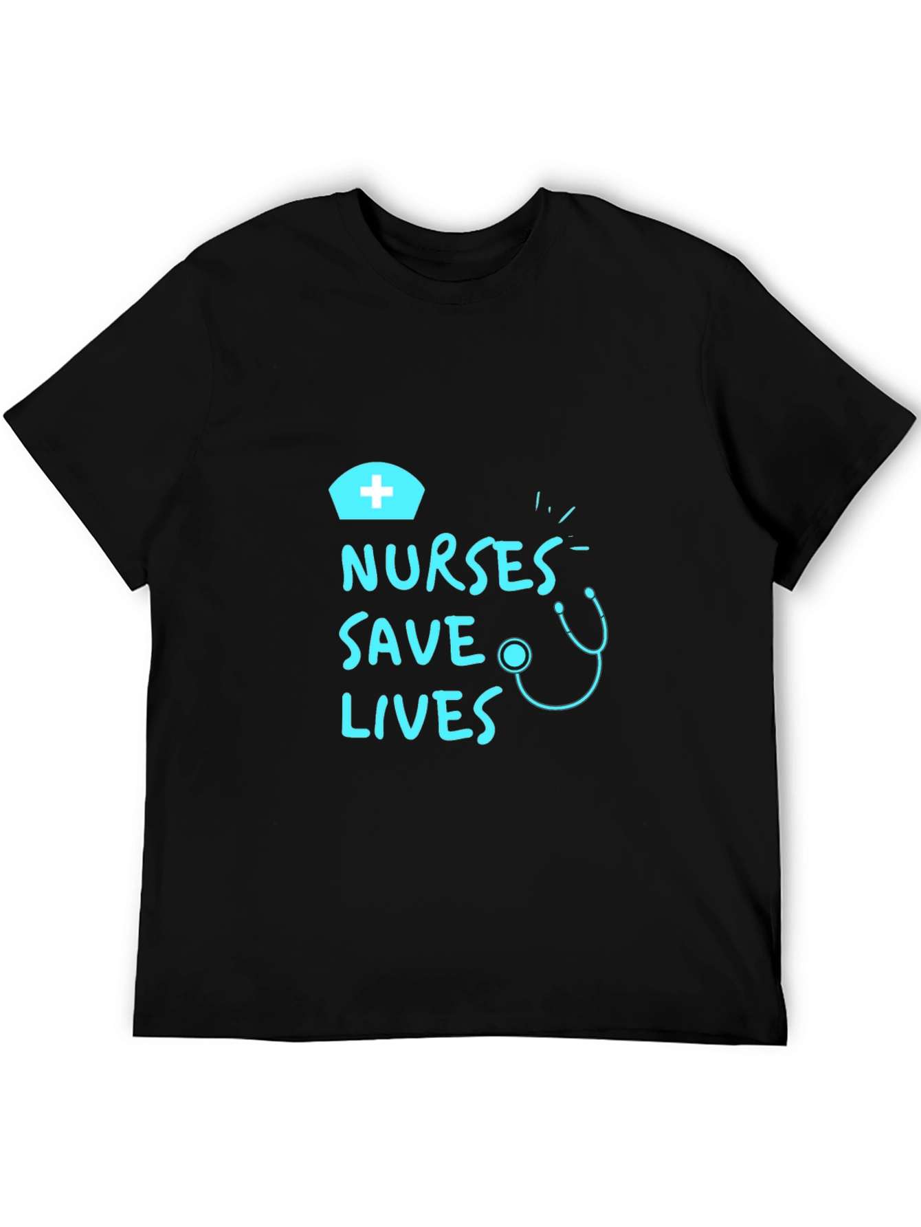 Nurses Save Lives Graphic Tee - Black Cotton T-Shirt