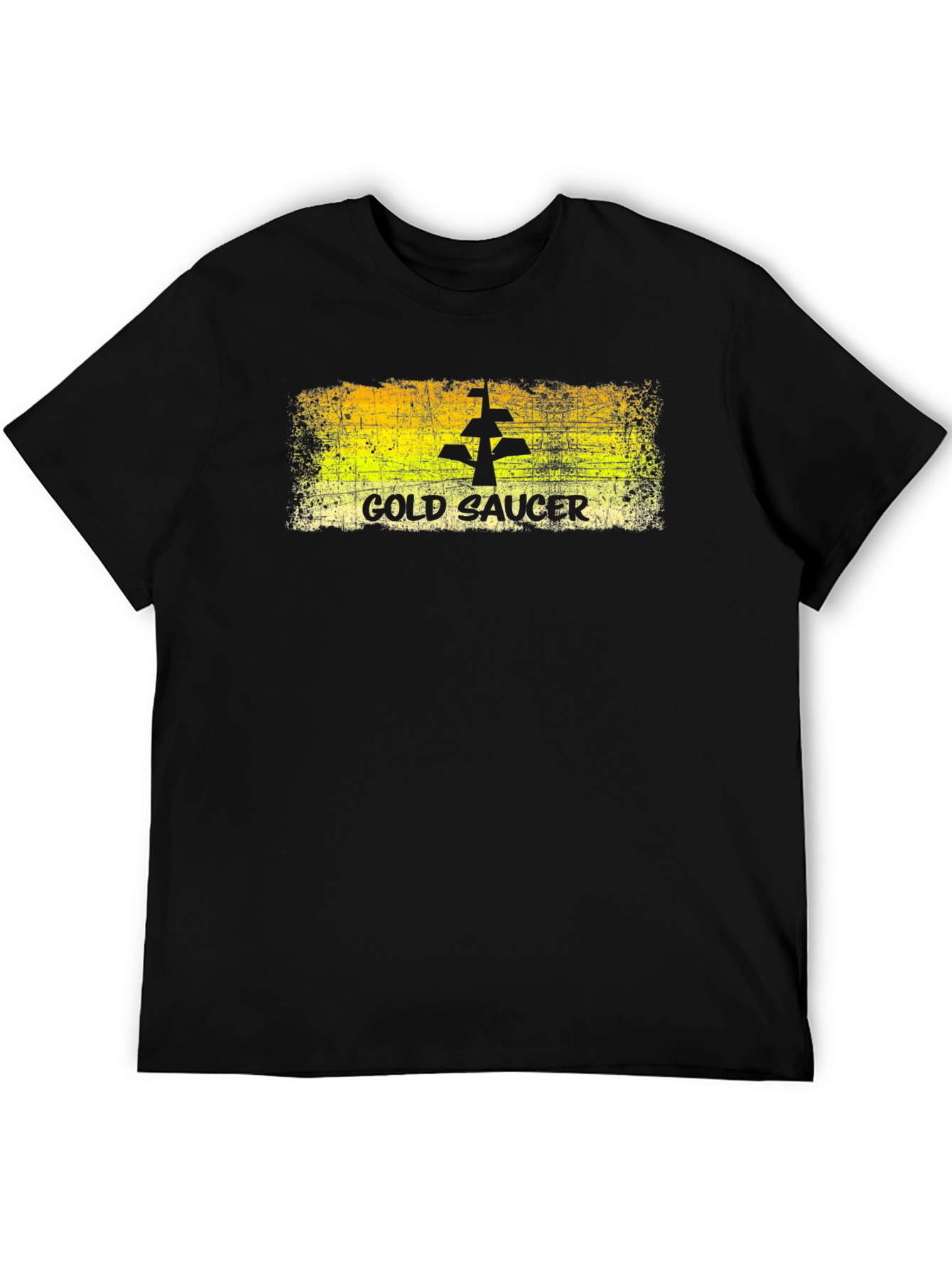 Gold Saucer Retro Graphic Tee - Black Cotton Blend