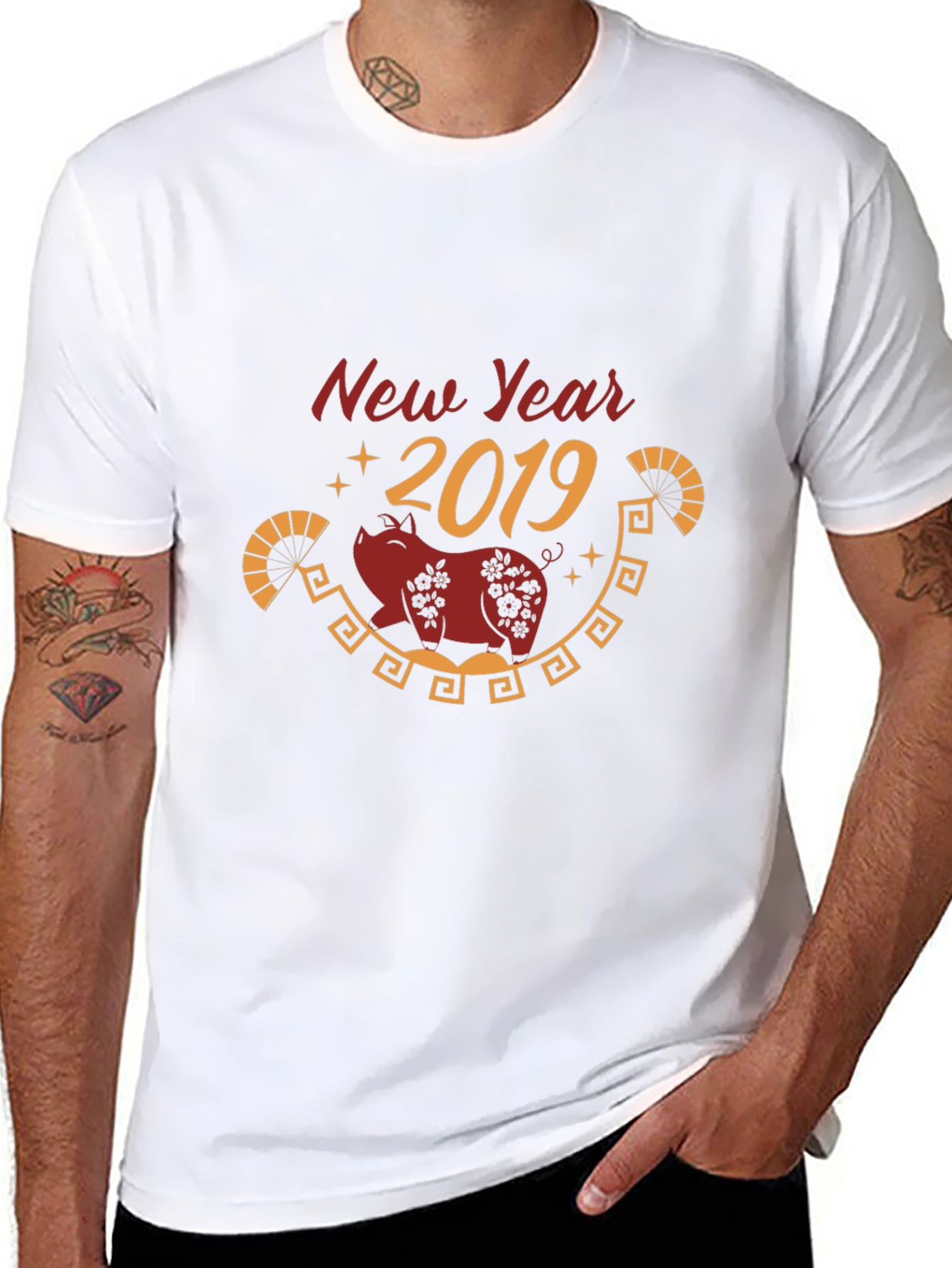 New Year 2019 Pig Graphic T-Shirt