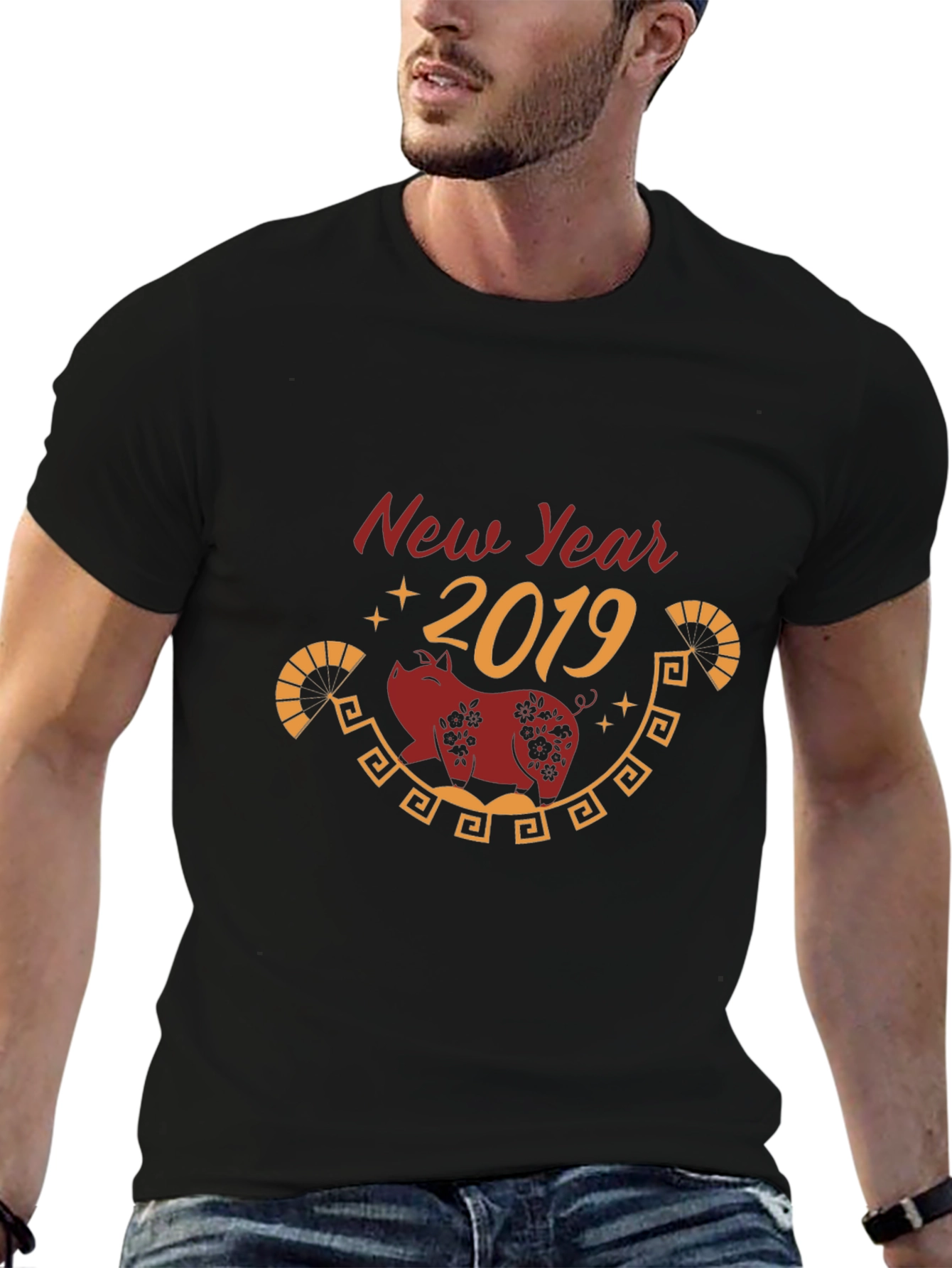 New Year 2019 Pig Graphic T-Shirt