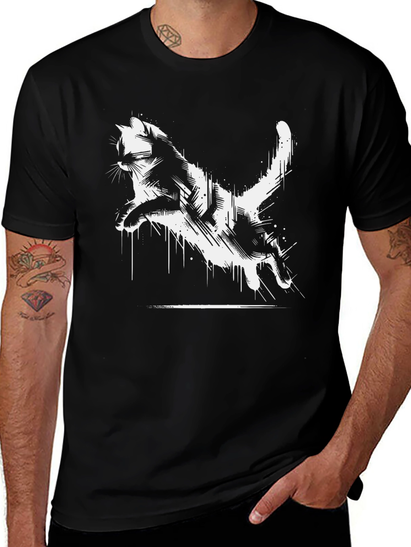 Cool Cat Graphic T-Shirt - Black