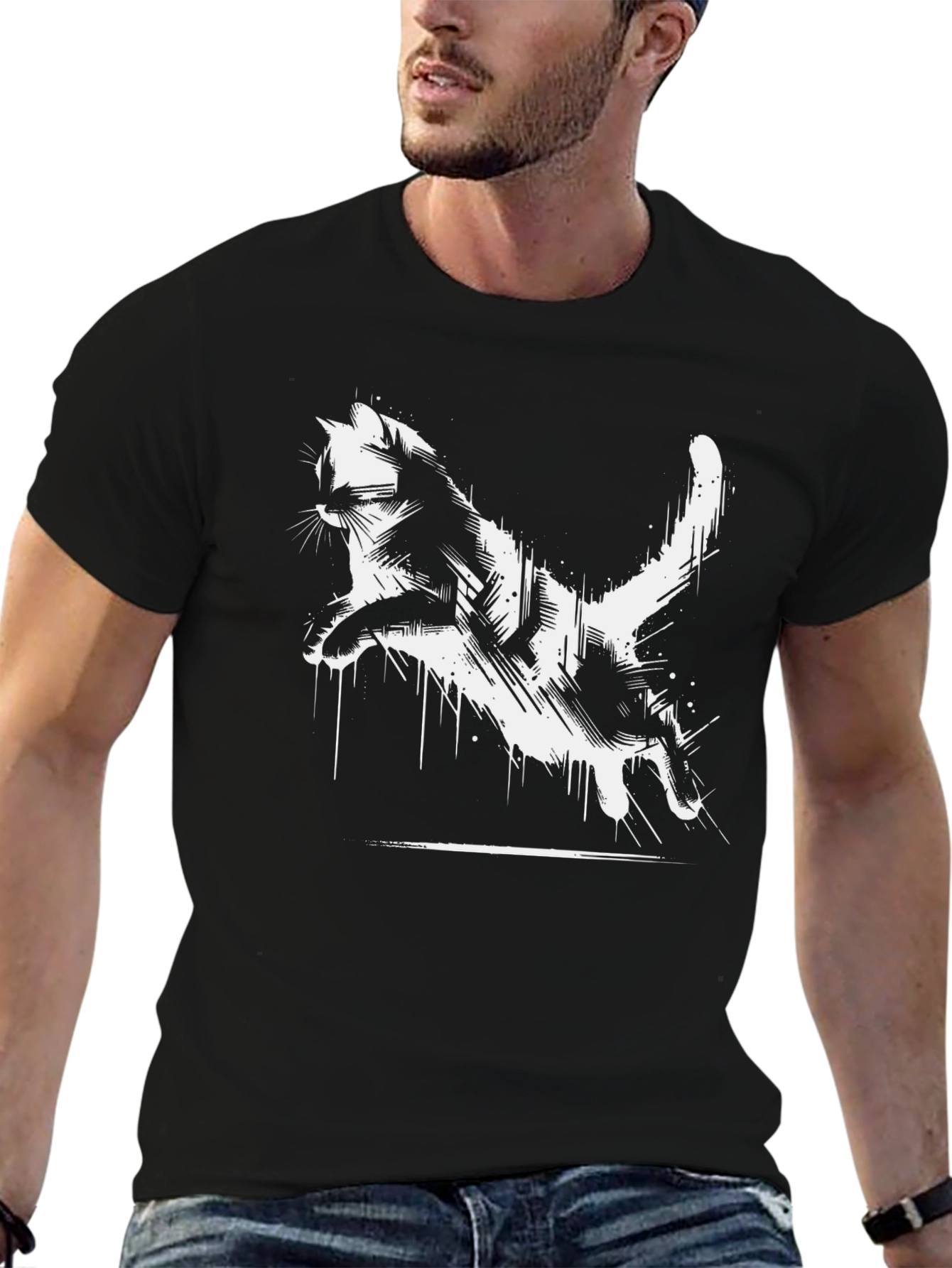 Cool Cat Graphic T-Shirt - Black