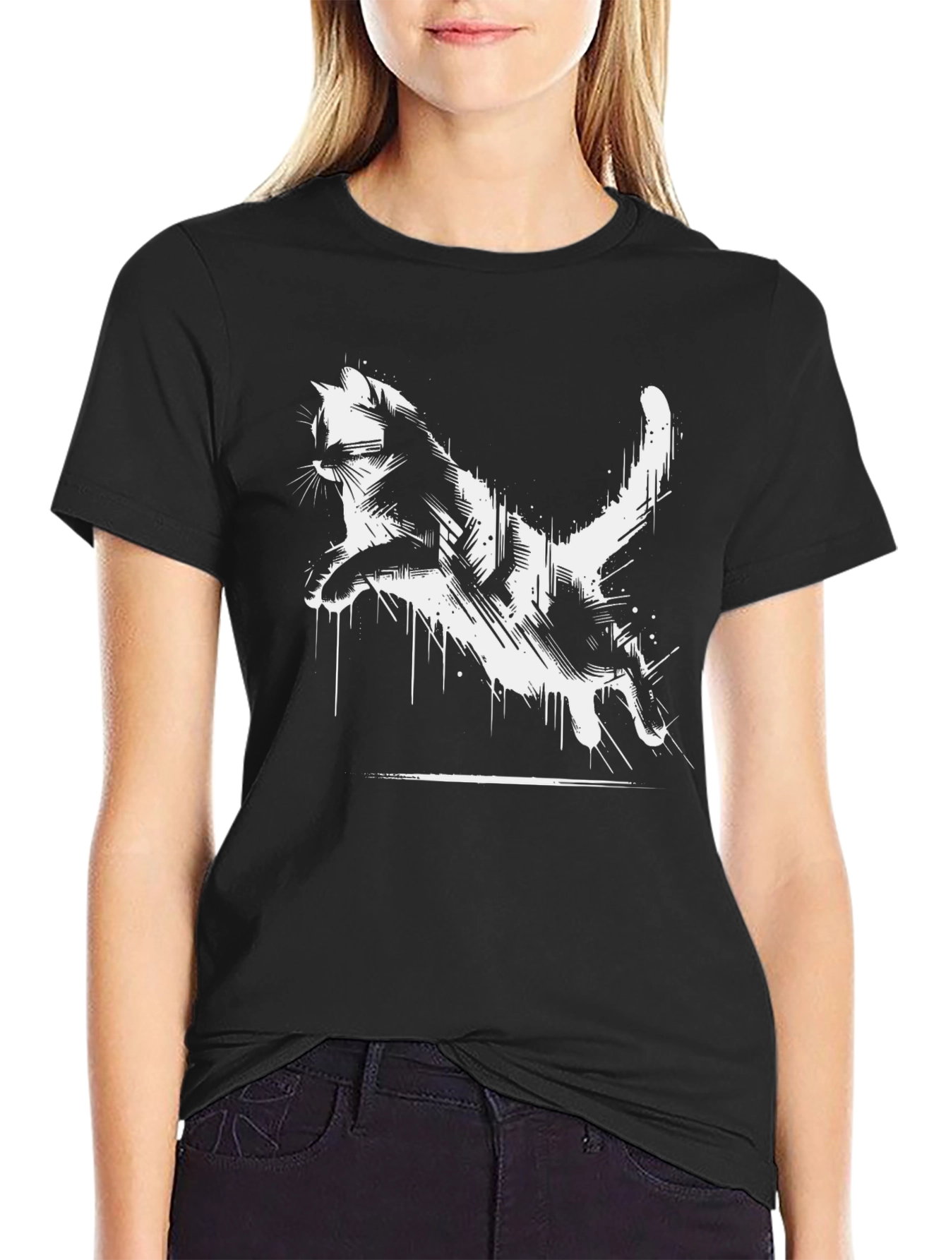 Cool Cat Graphic T-Shirt - Black