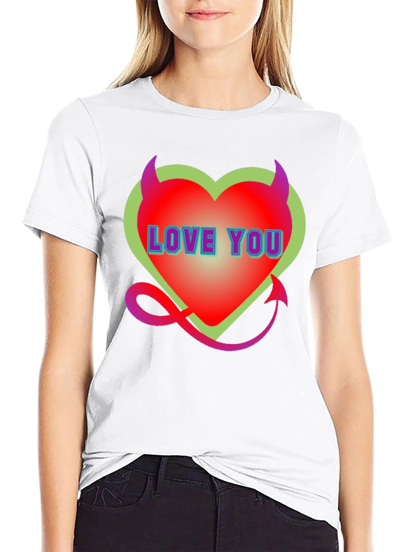 Devil Heart Love You Black T-Shirt