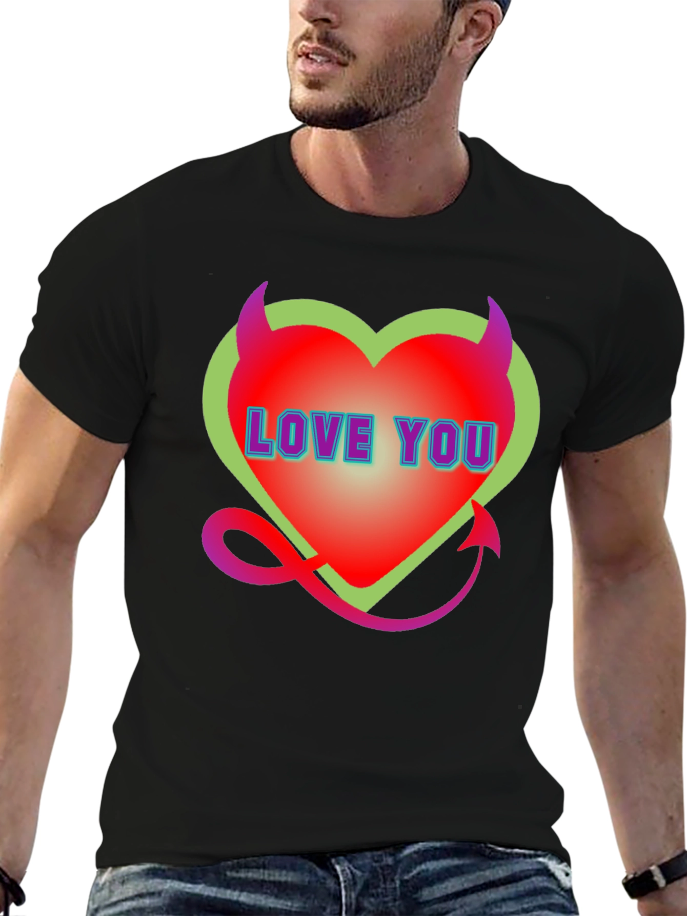 Devil Heart Love You Black T-Shirt