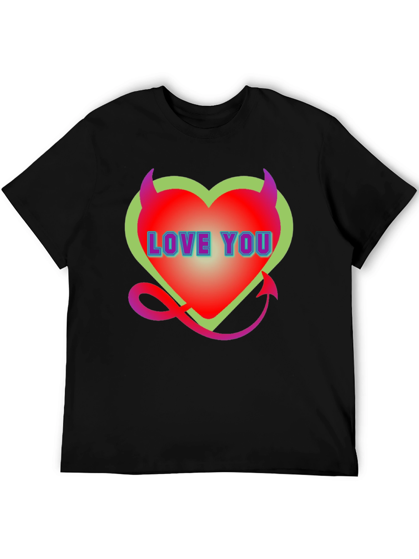 Devil Heart Love You Black T-Shirt