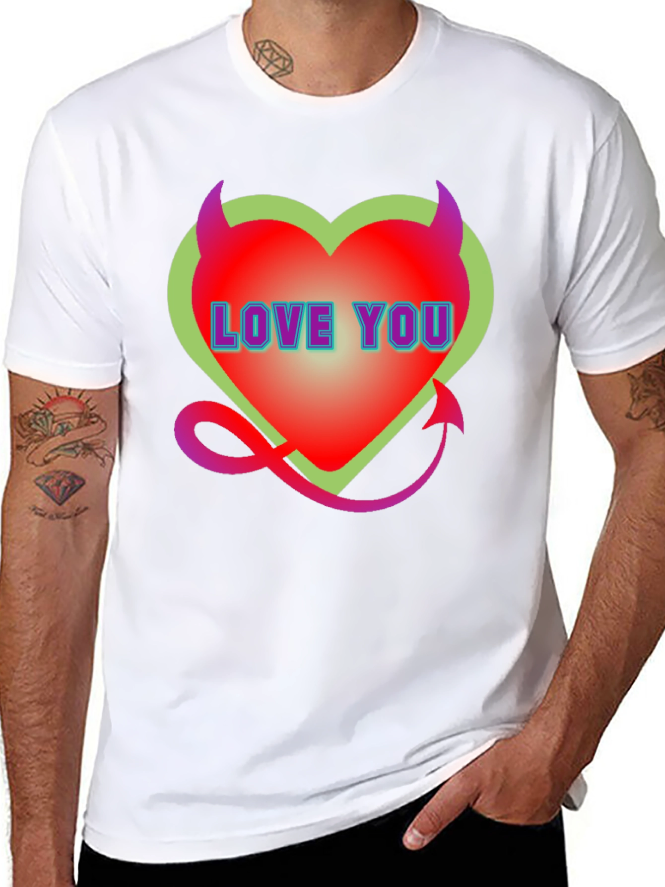 Devil Heart Love You Black T-Shirt
