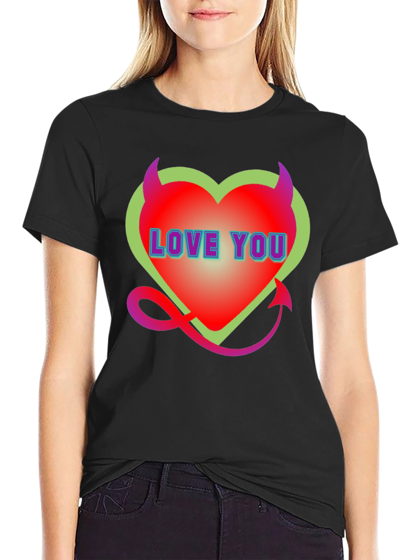 Devil Heart Love You Black T-Shirt
