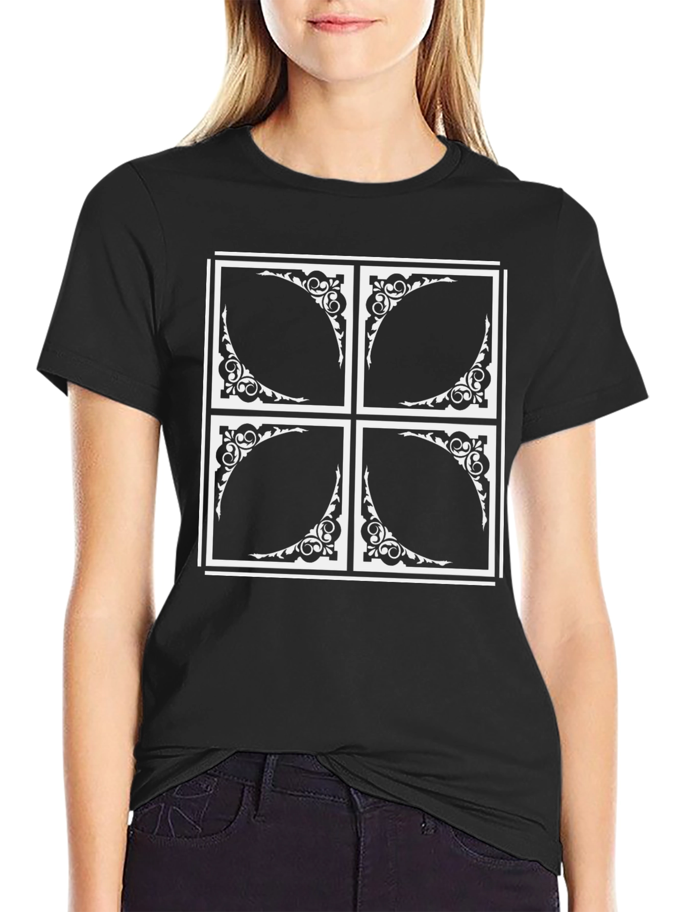 Abstract Pattern Black Tee