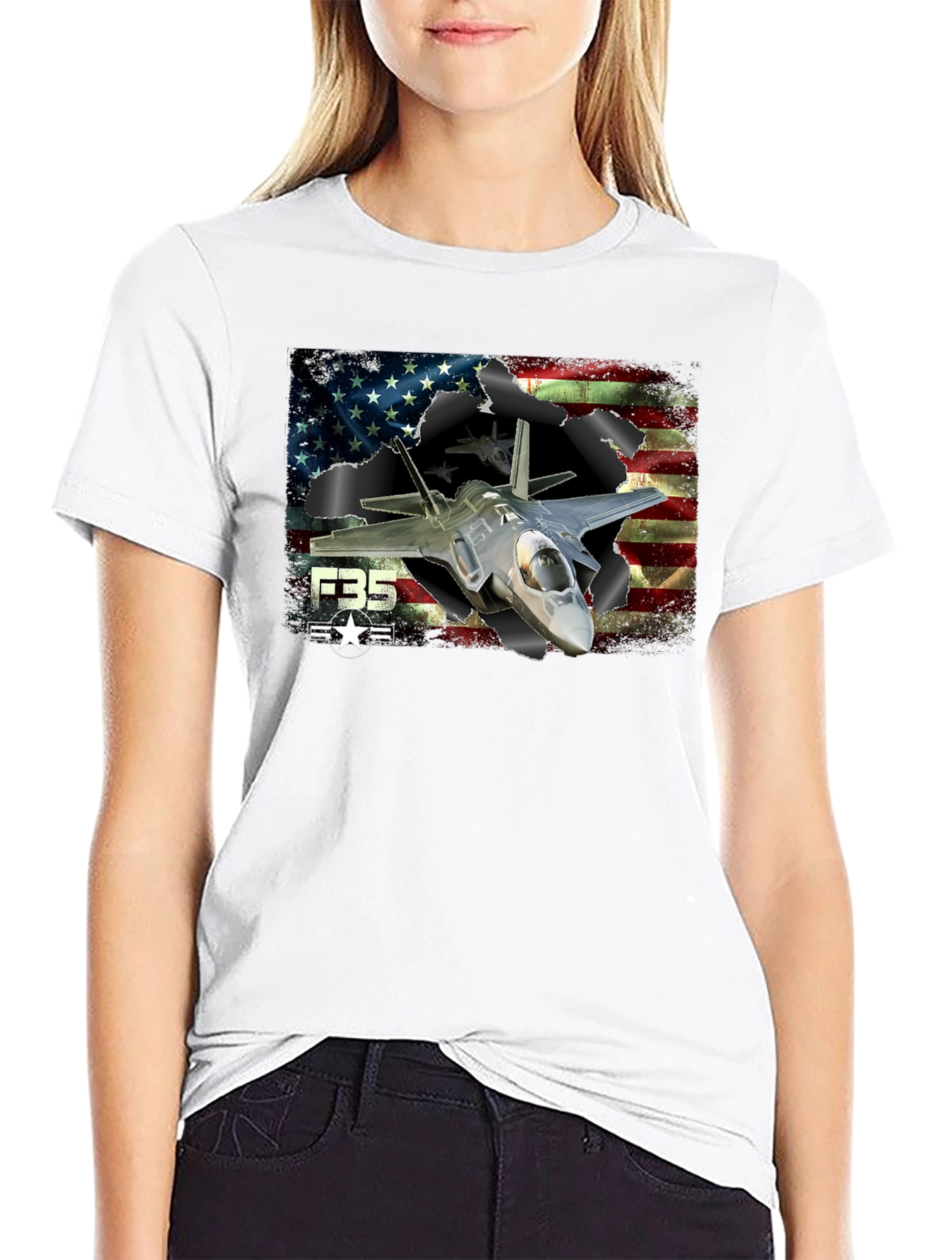 F-35 American Flag Graphic T-Shirt