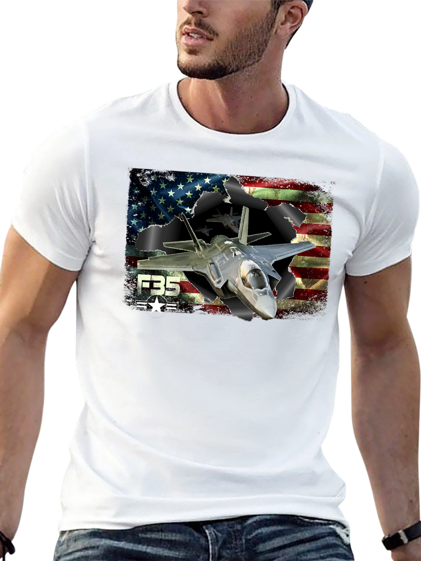 F-35 American Flag Graphic T-Shirt