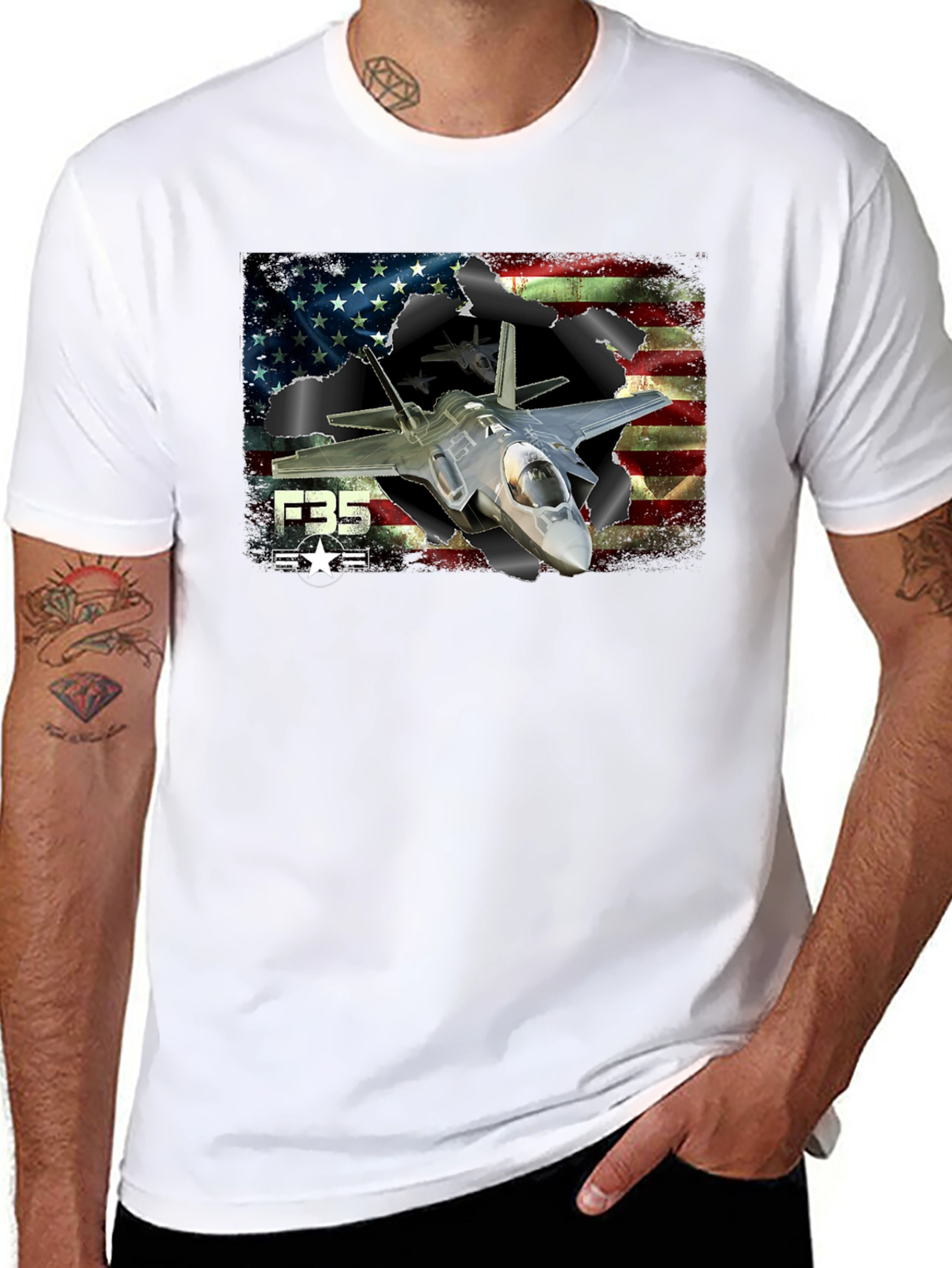 F-35 American Flag Graphic T-Shirt