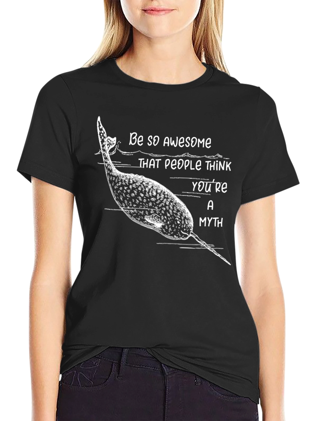 Awesome Narwhal Myth T-Shirt - Black