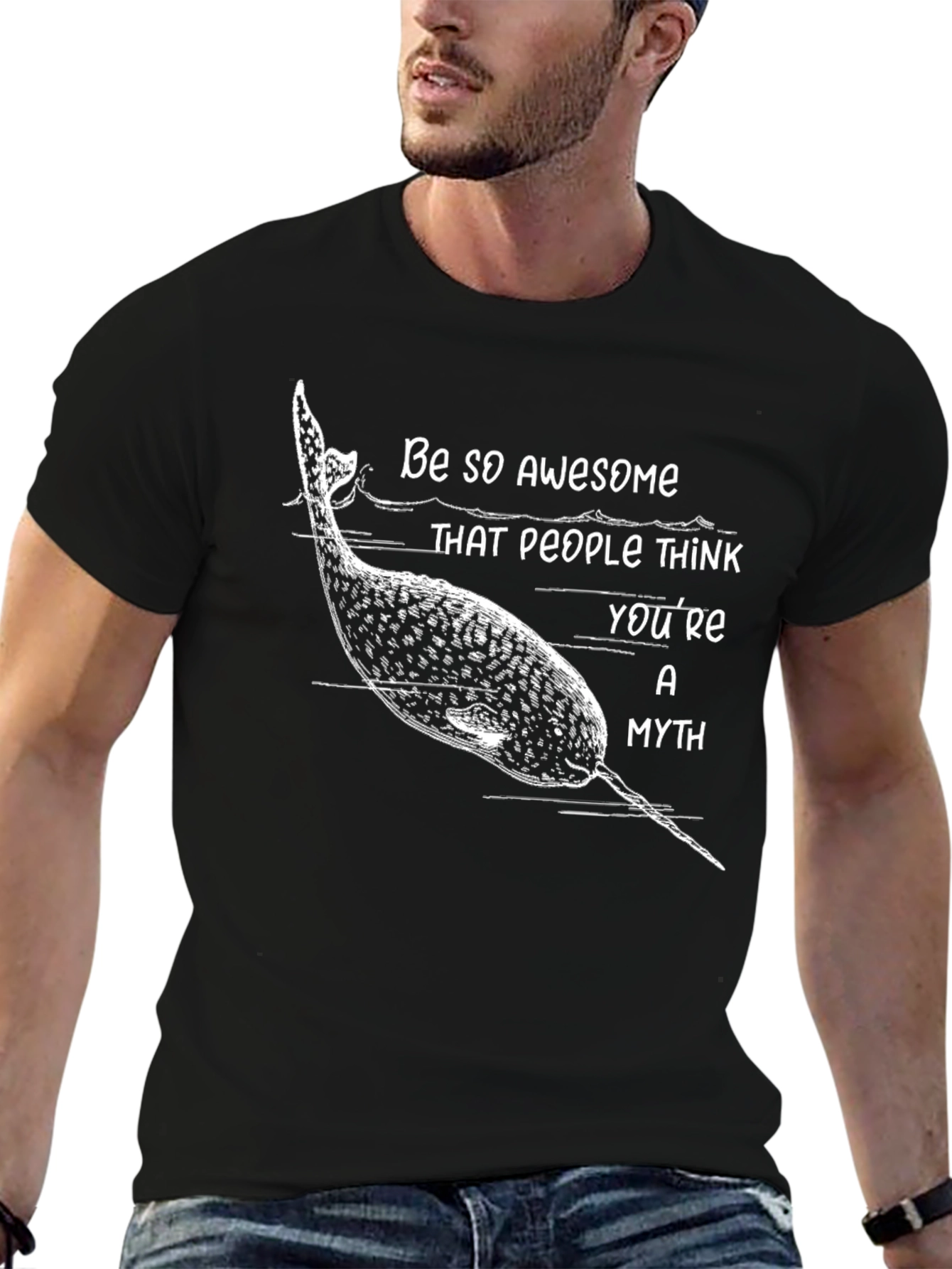 Awesome Narwhal Myth T-Shirt - Black