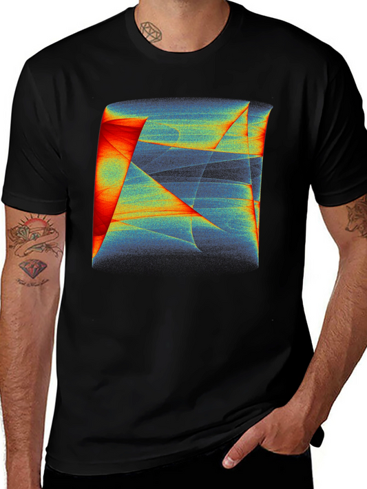 Abstract Geometric Print Black T-Shirt