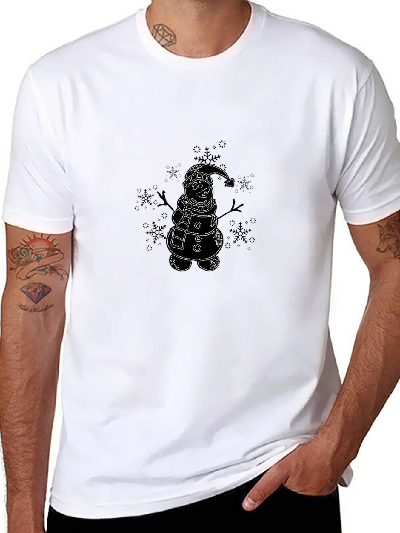 Snowman Graphic Tee - Black Short Sleeve