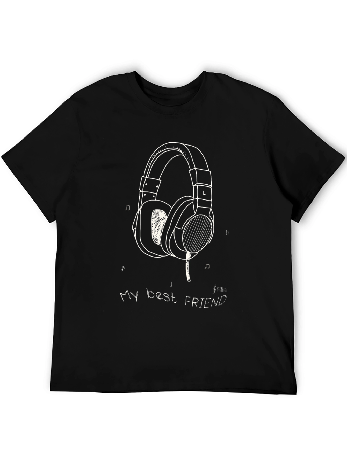 Headphone Friend Black Graphic Tee