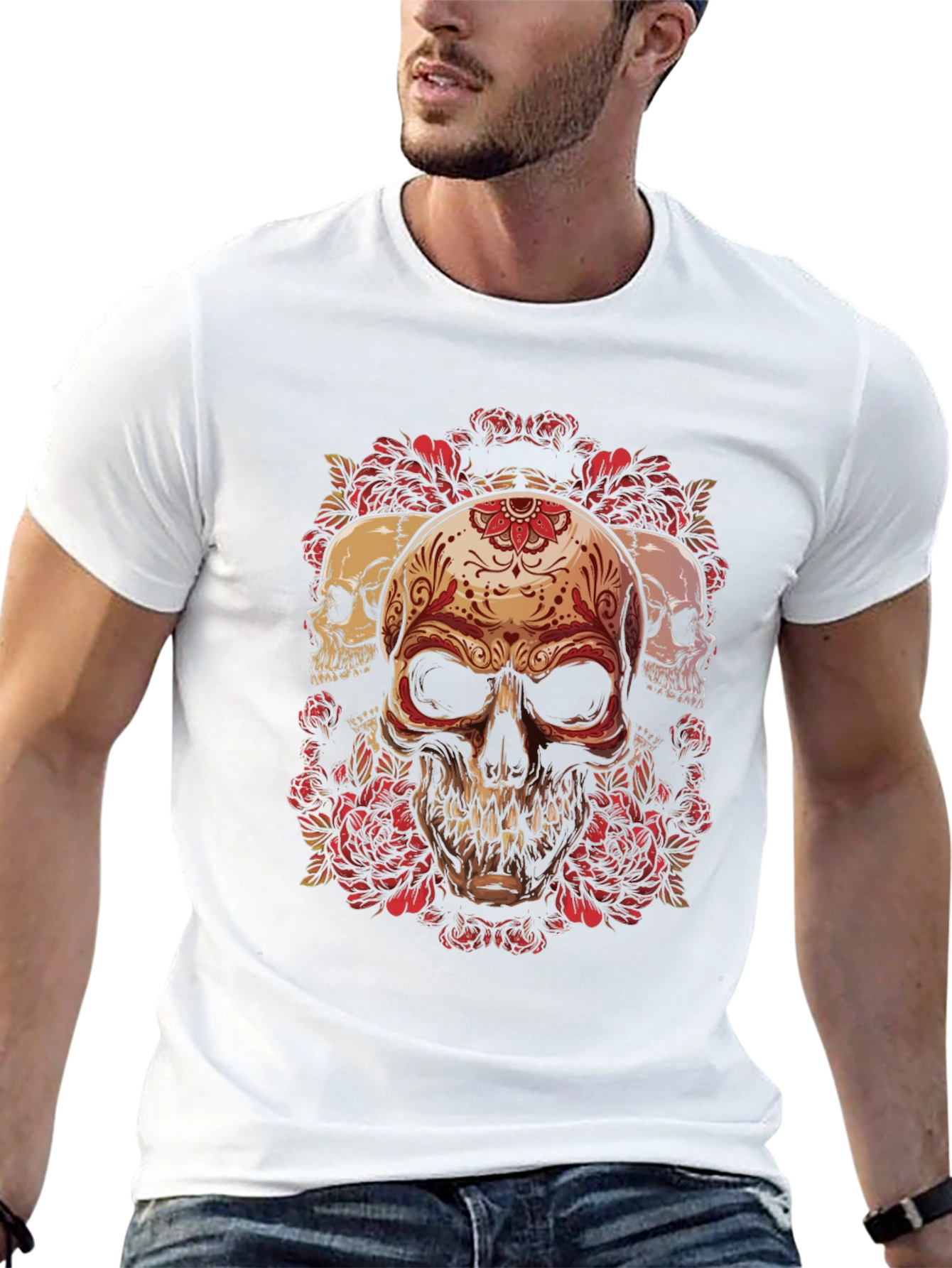 Skull & Roses Graphic Tee - Dark Style