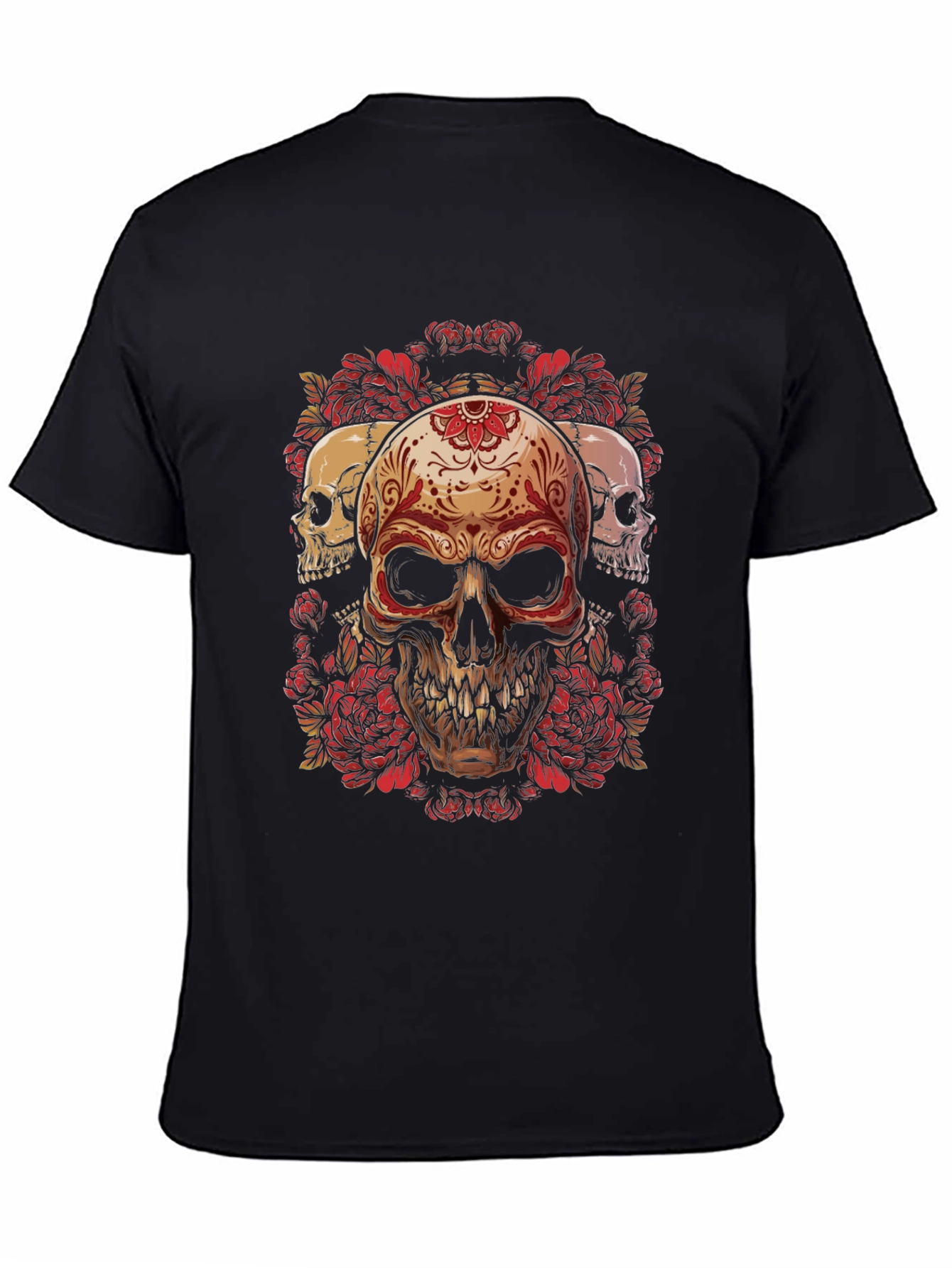 Skull & Roses Graphic Tee - Dark Style
