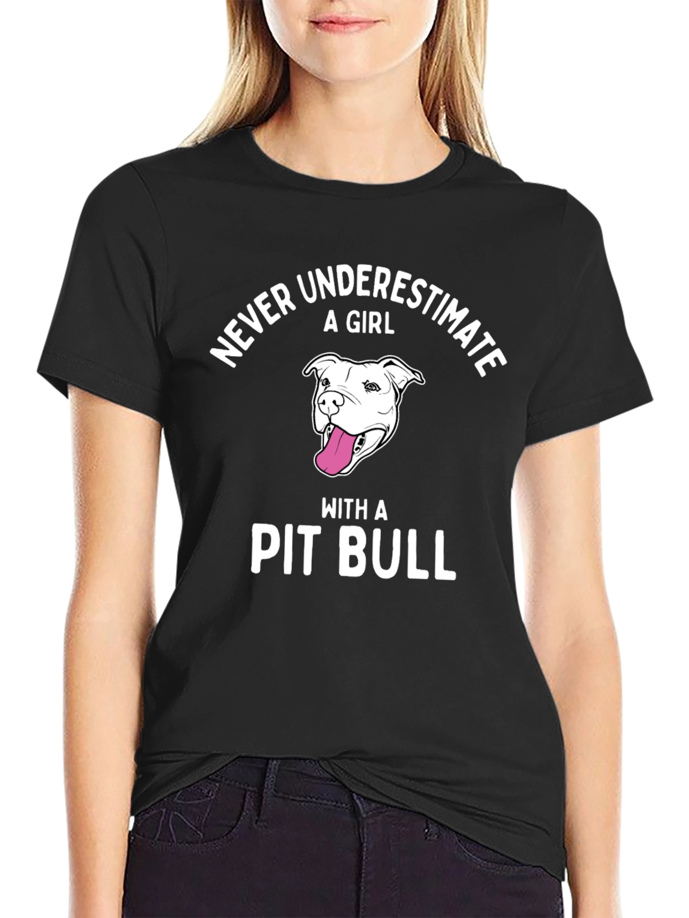 Never Underestimate Pit Bull Girl T-Shirt