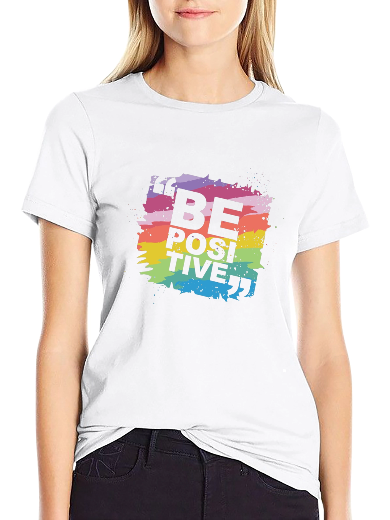Be Positive Rainbow Graphic T-Shirt