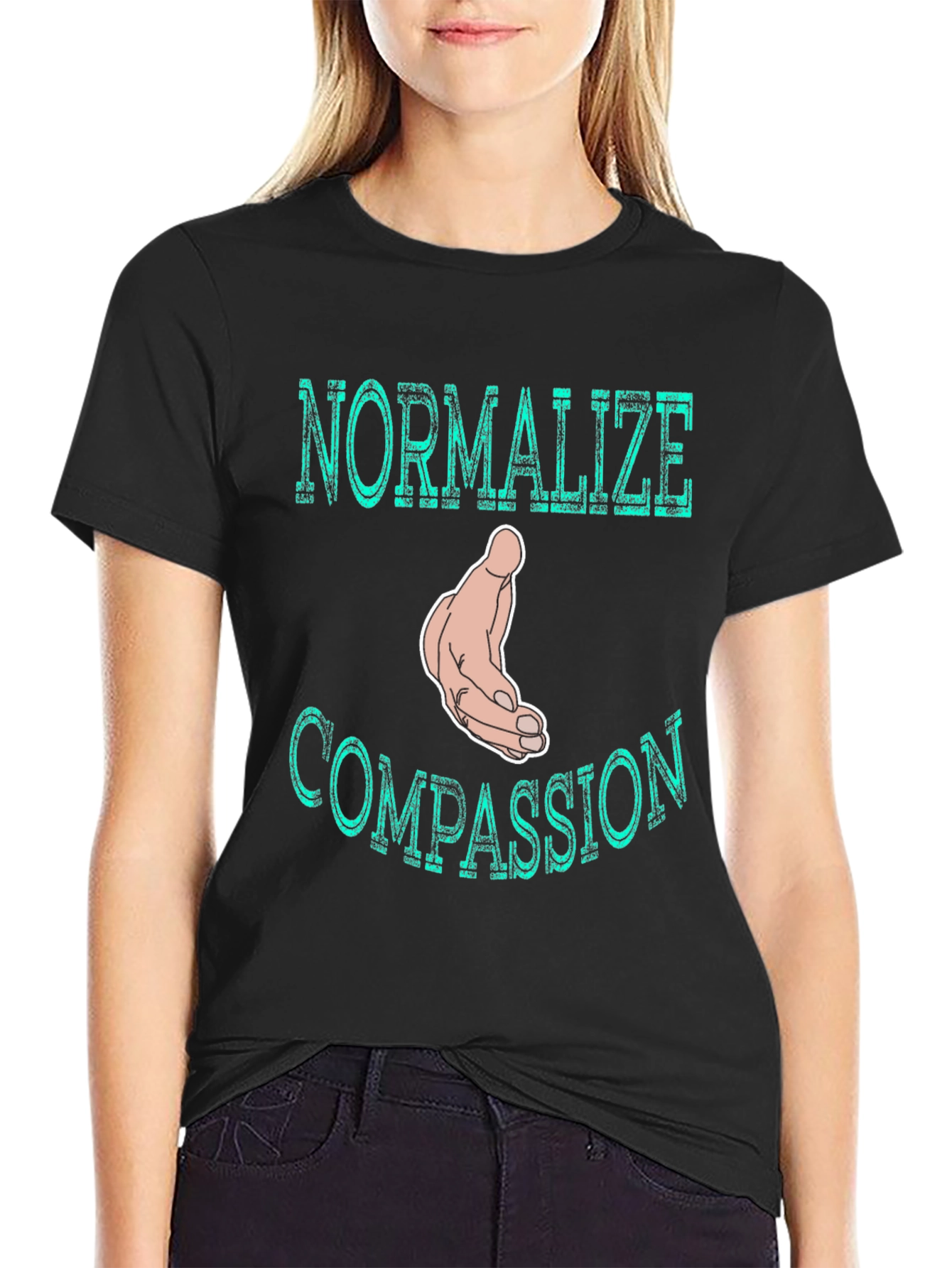 Normalize Compassion T-Shirt - Black Graphic Tee