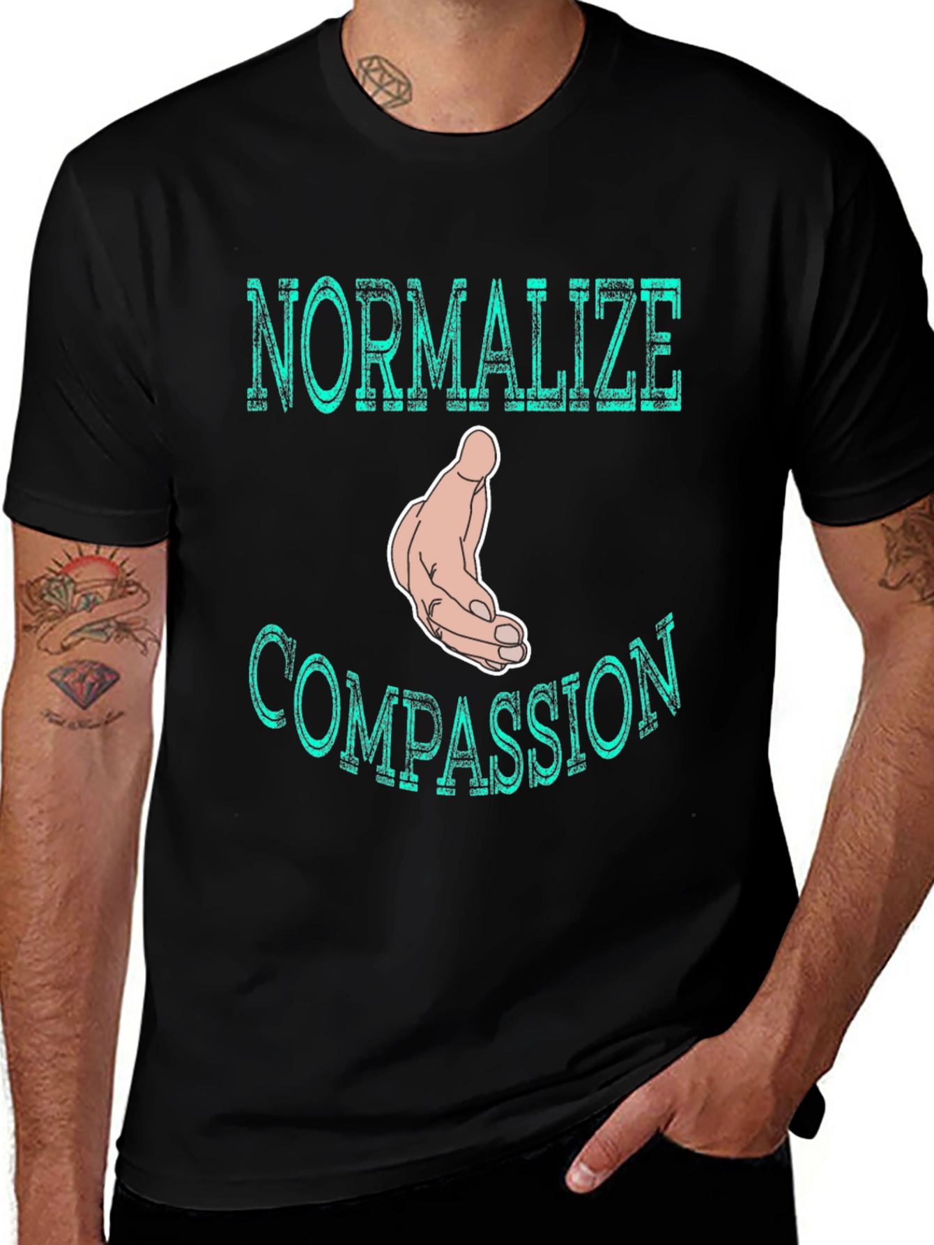Normalize Compassion T-Shirt - Black Graphic Tee