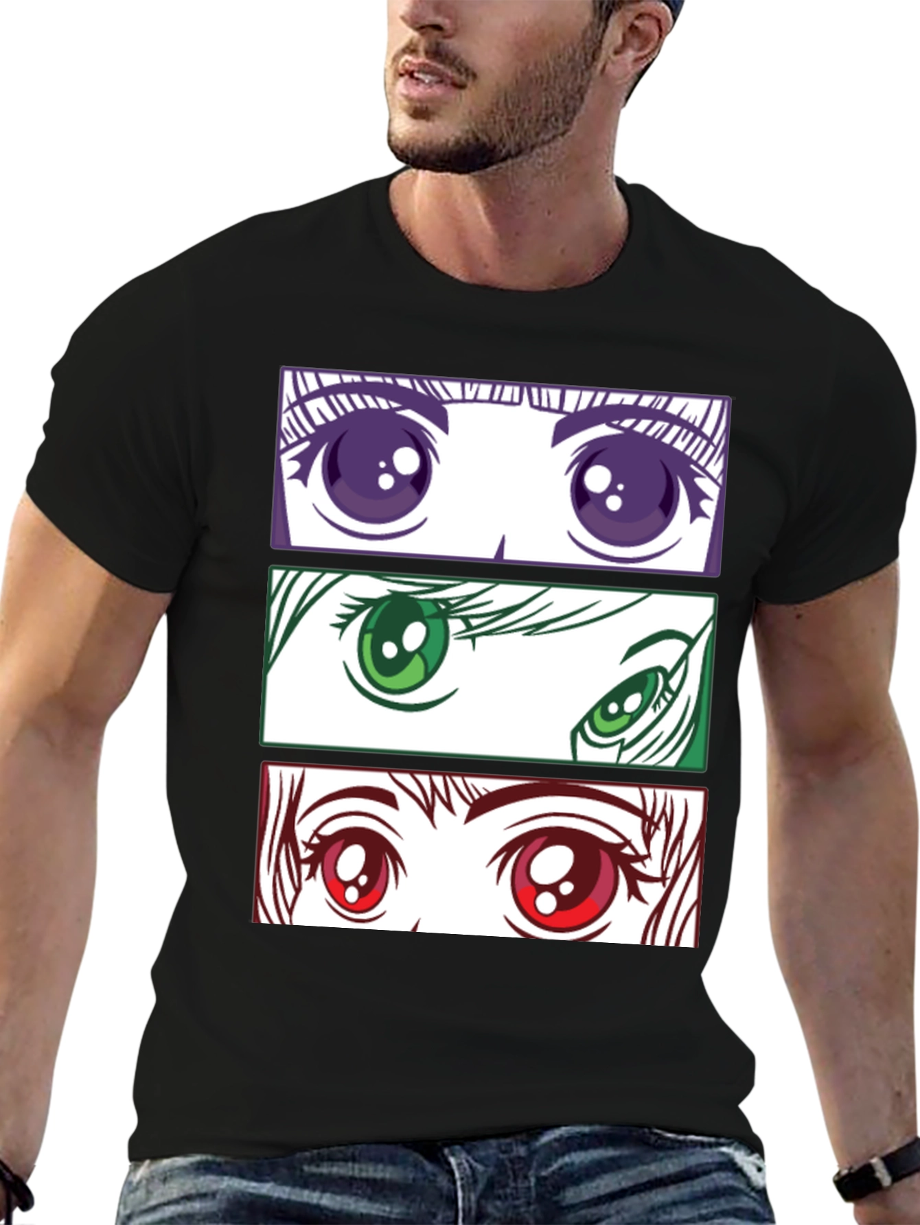 Anime Eyes Graphic T-Shirt - Stylish Manga Tee