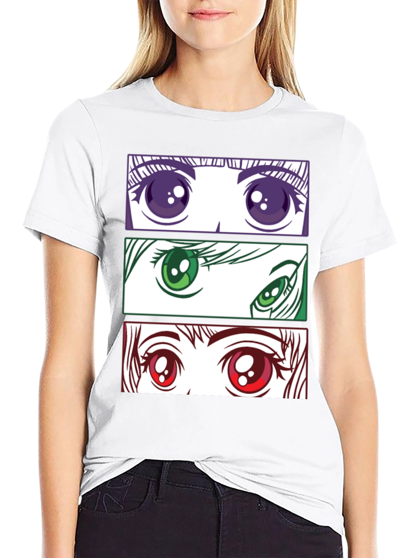 Anime Eyes Graphic T-Shirt - Stylish Manga Tee