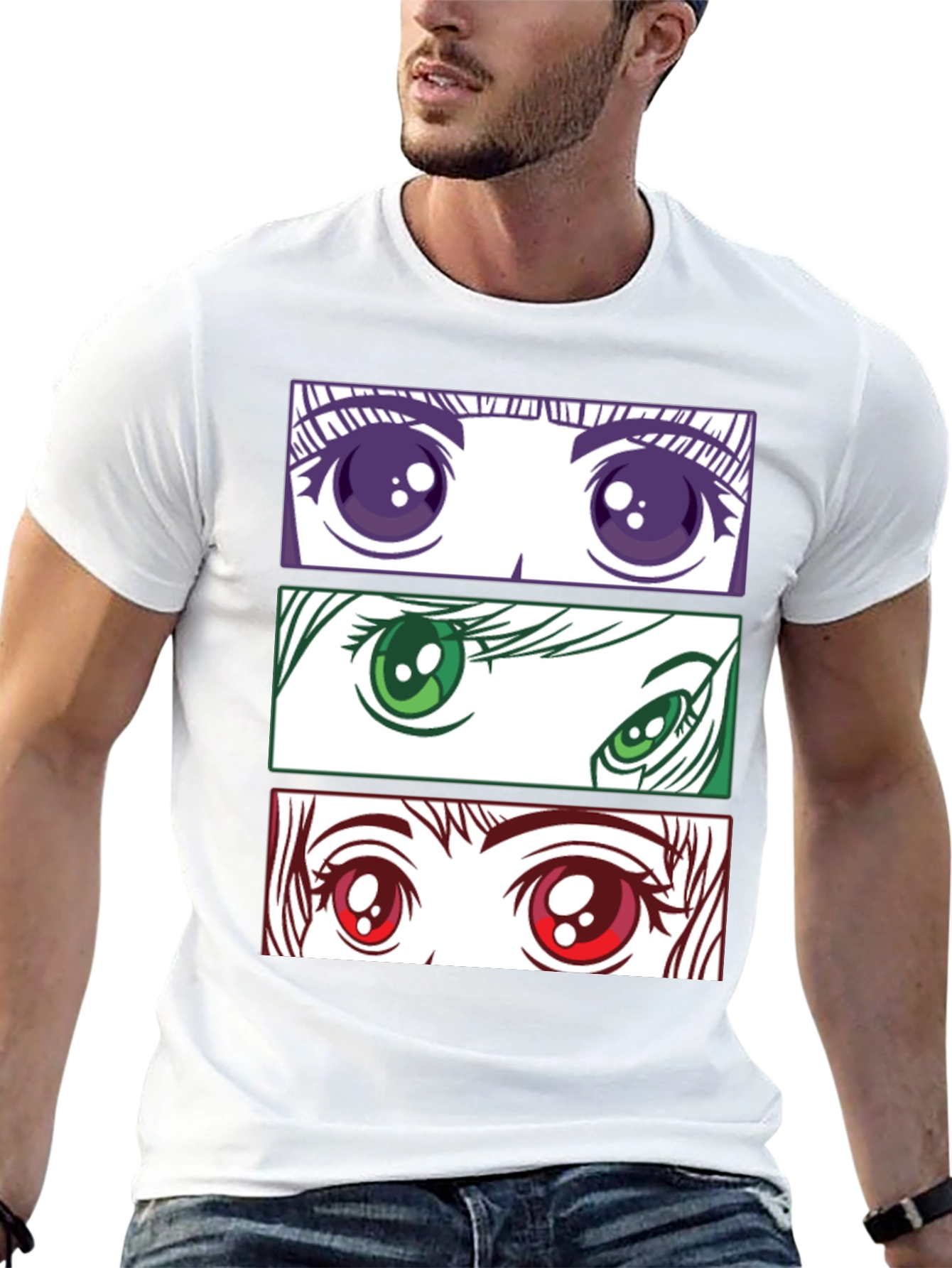 Anime Eyes Graphic T-Shirt - Stylish Manga Tee