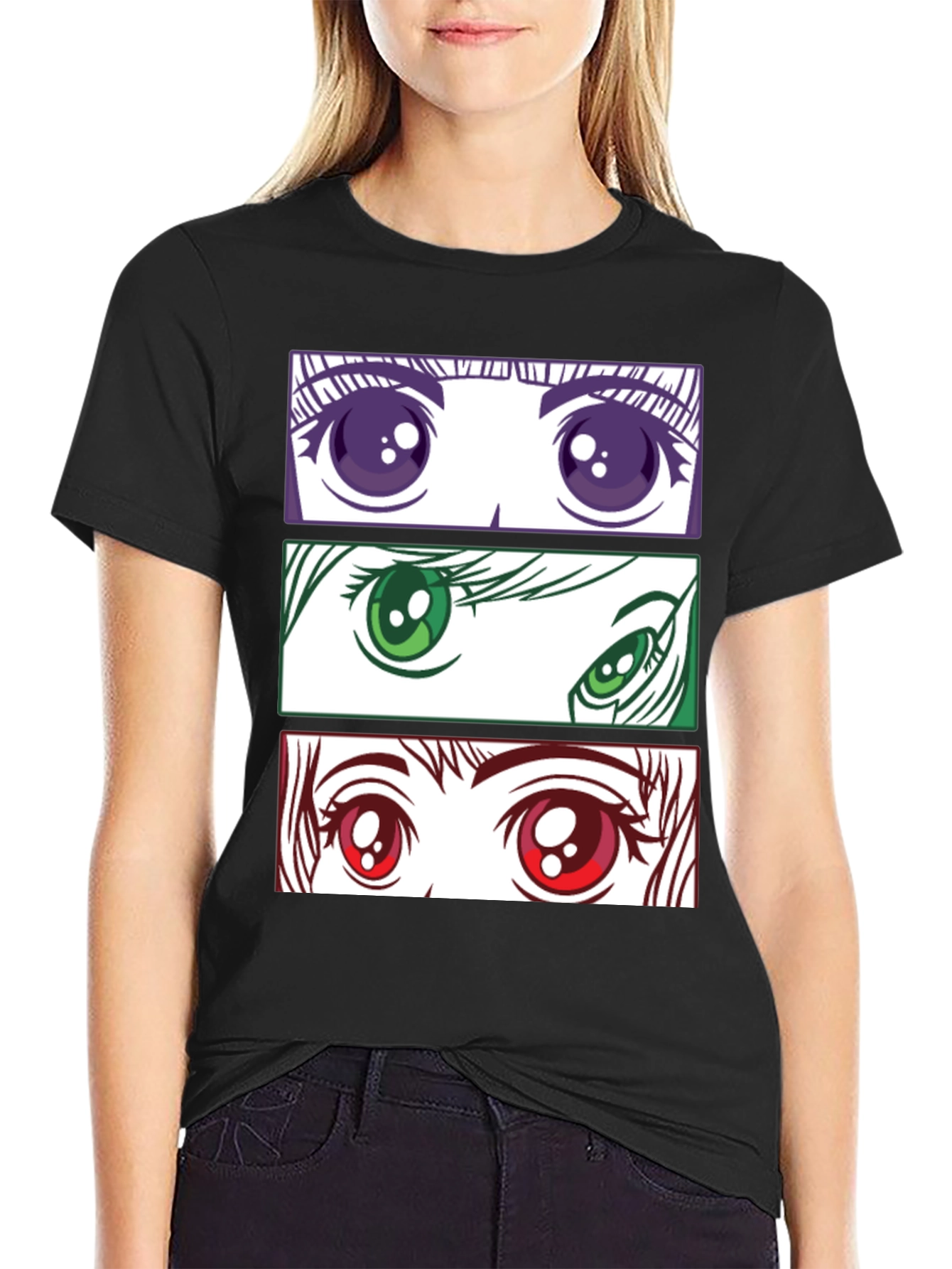 Anime Eyes Graphic T-Shirt - Stylish Manga Tee