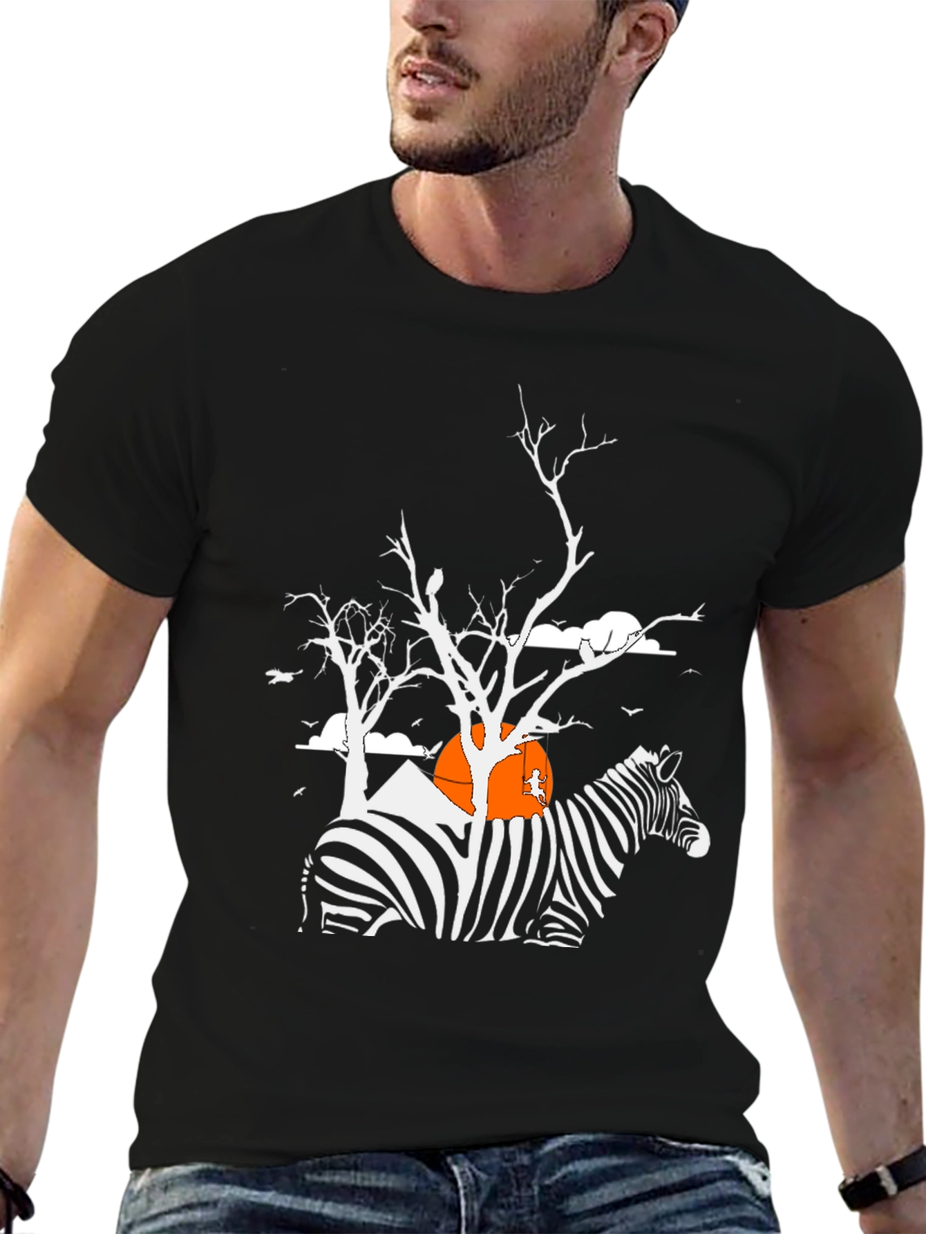 Zebra Silhouette Graphic Tee - Mens Black T-Shirt