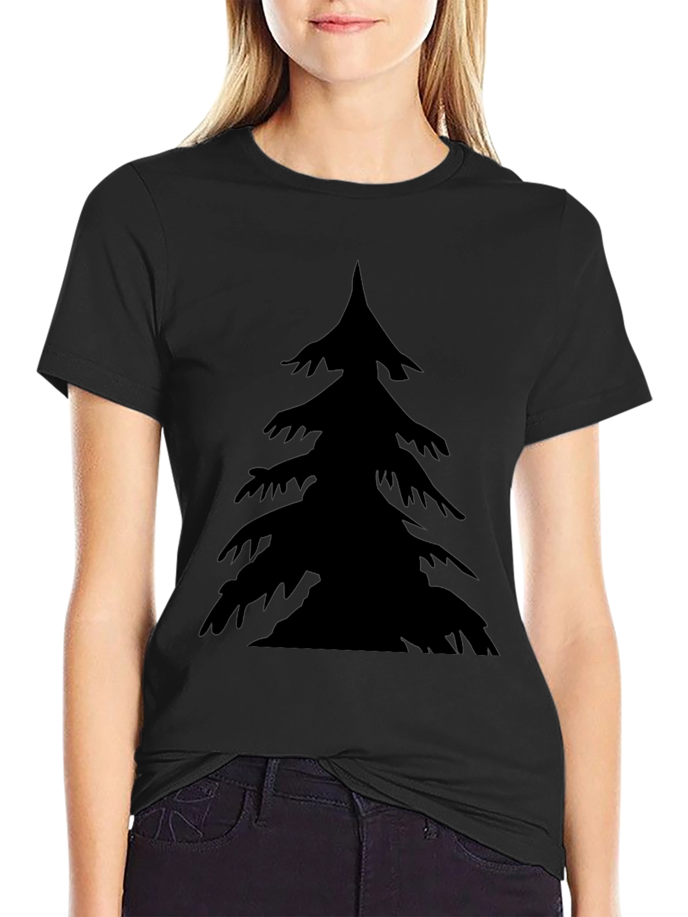 Black T-Shirt with Tree Silhouette