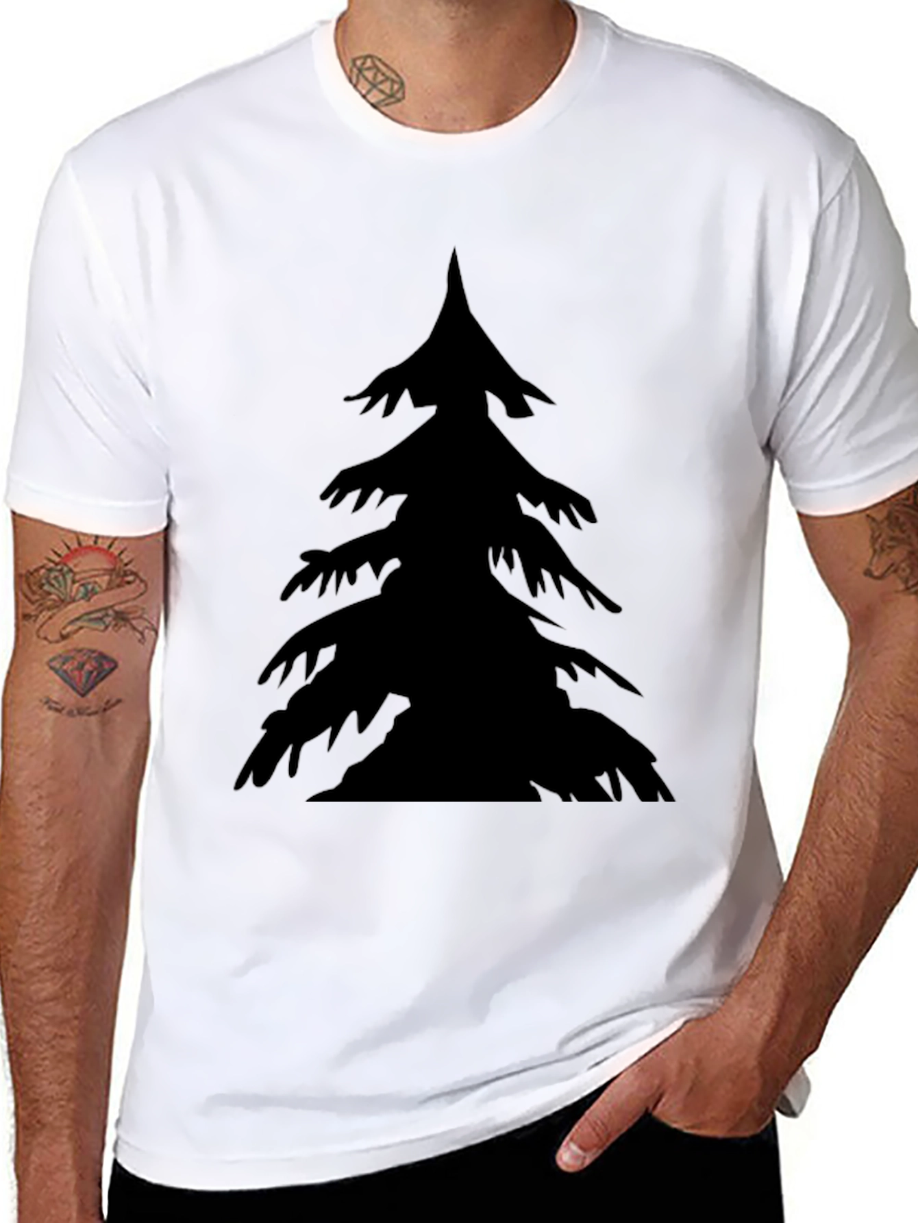 Black T-Shirt with Tree Silhouette