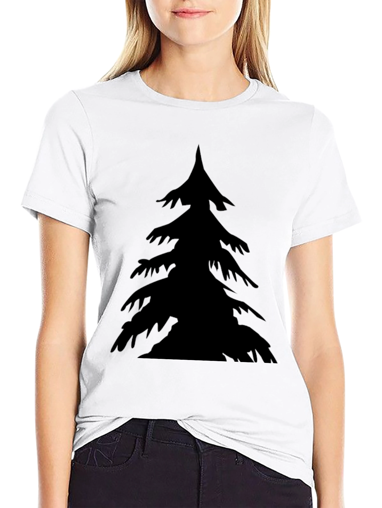 Black T-Shirt with Tree Silhouette