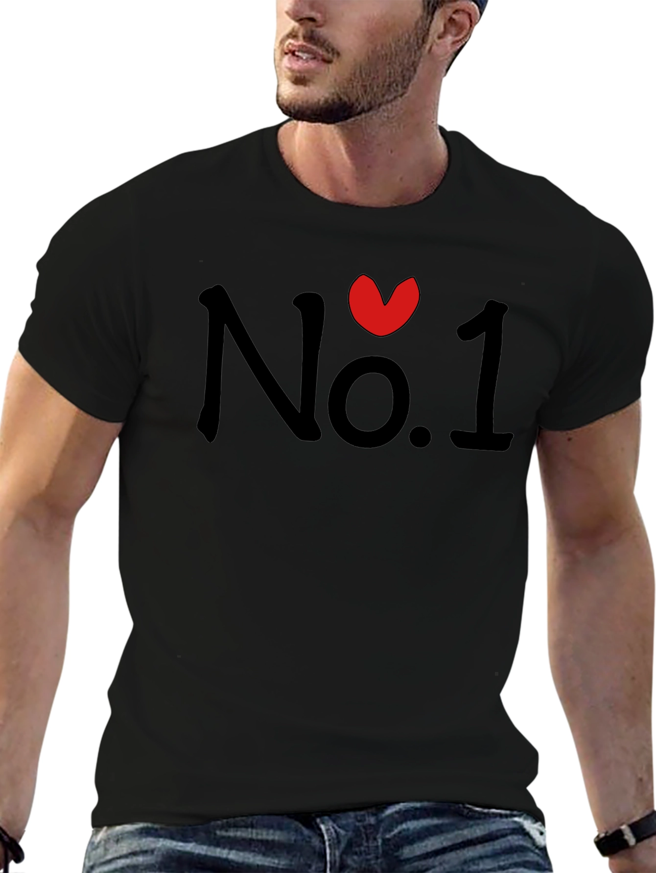 No. 1 Heart Graphic Black T-Shirt